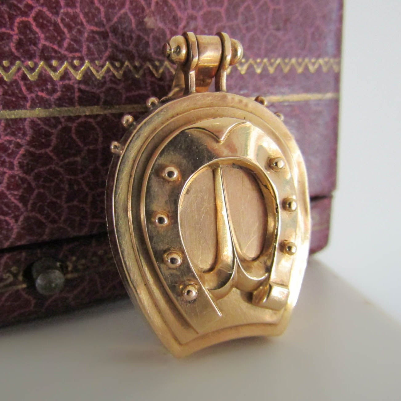 LAYAWAY 2/2 18K Victorian horseshoe lucky locket, antique French Belle Epoque pendant
