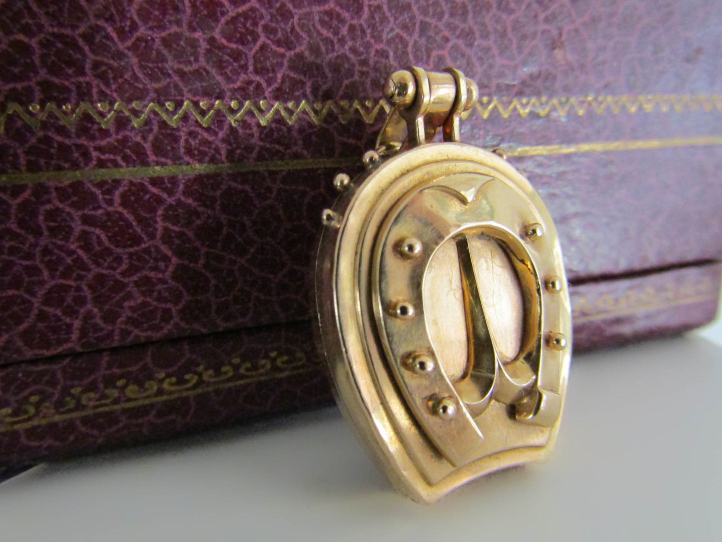 LAYAWAY 2/2 18K Victorian horseshoe lucky locket, antique French Belle Epoque pendant