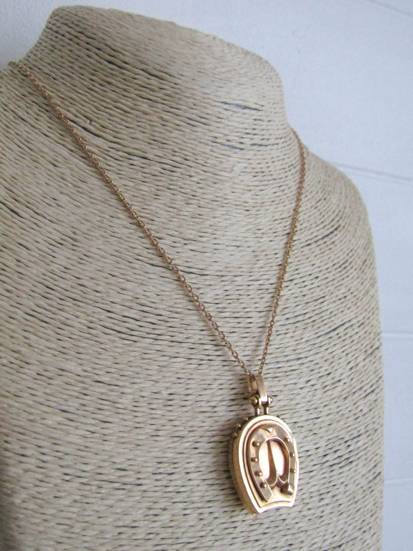 LAYAWAY 2/2 18K Victorian horseshoe lucky locket, antique French Belle Epoque pendant