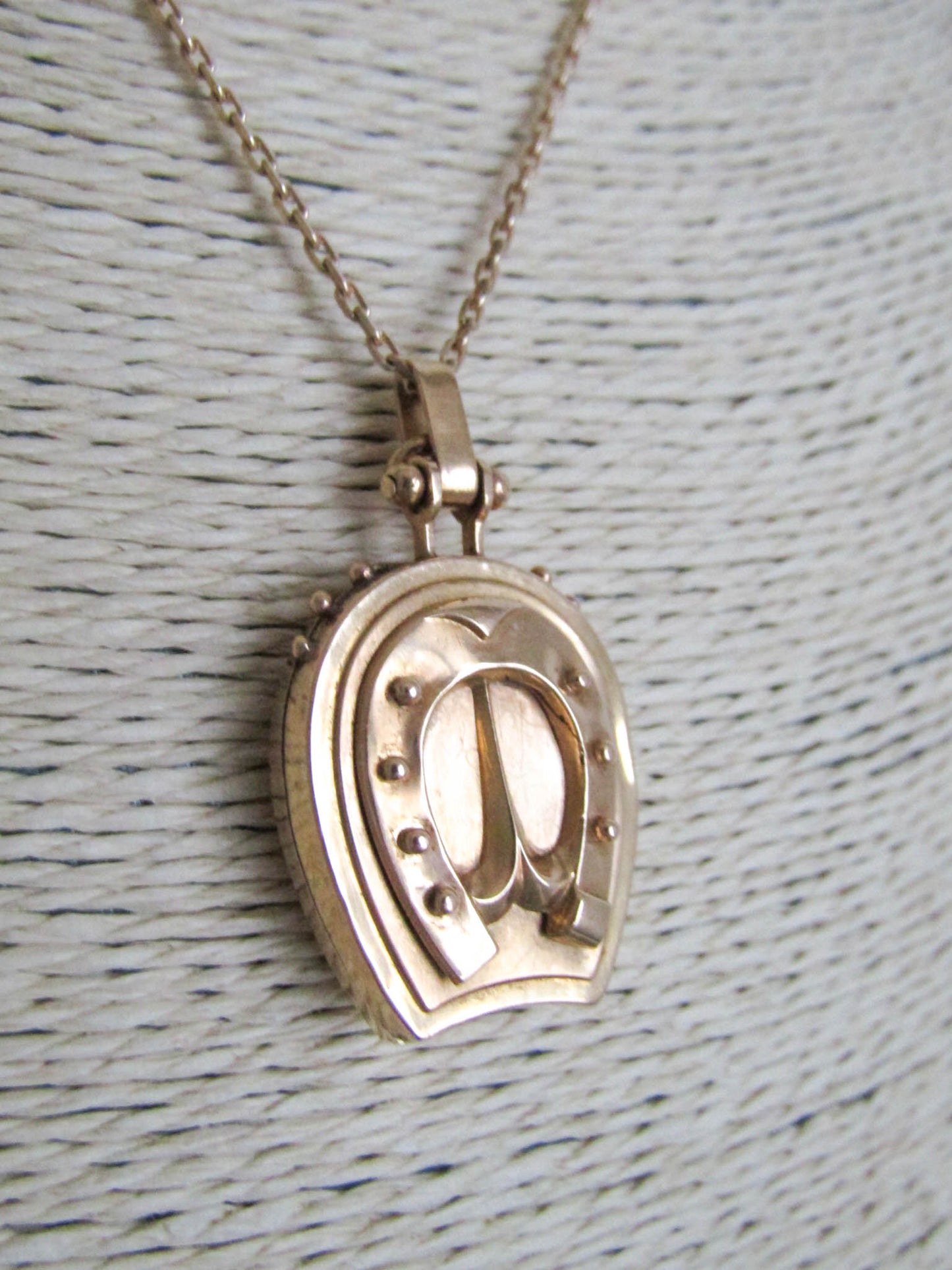 LAYAWAY 2/2 18K Victorian horseshoe lucky locket, antique French Belle Epoque pendant