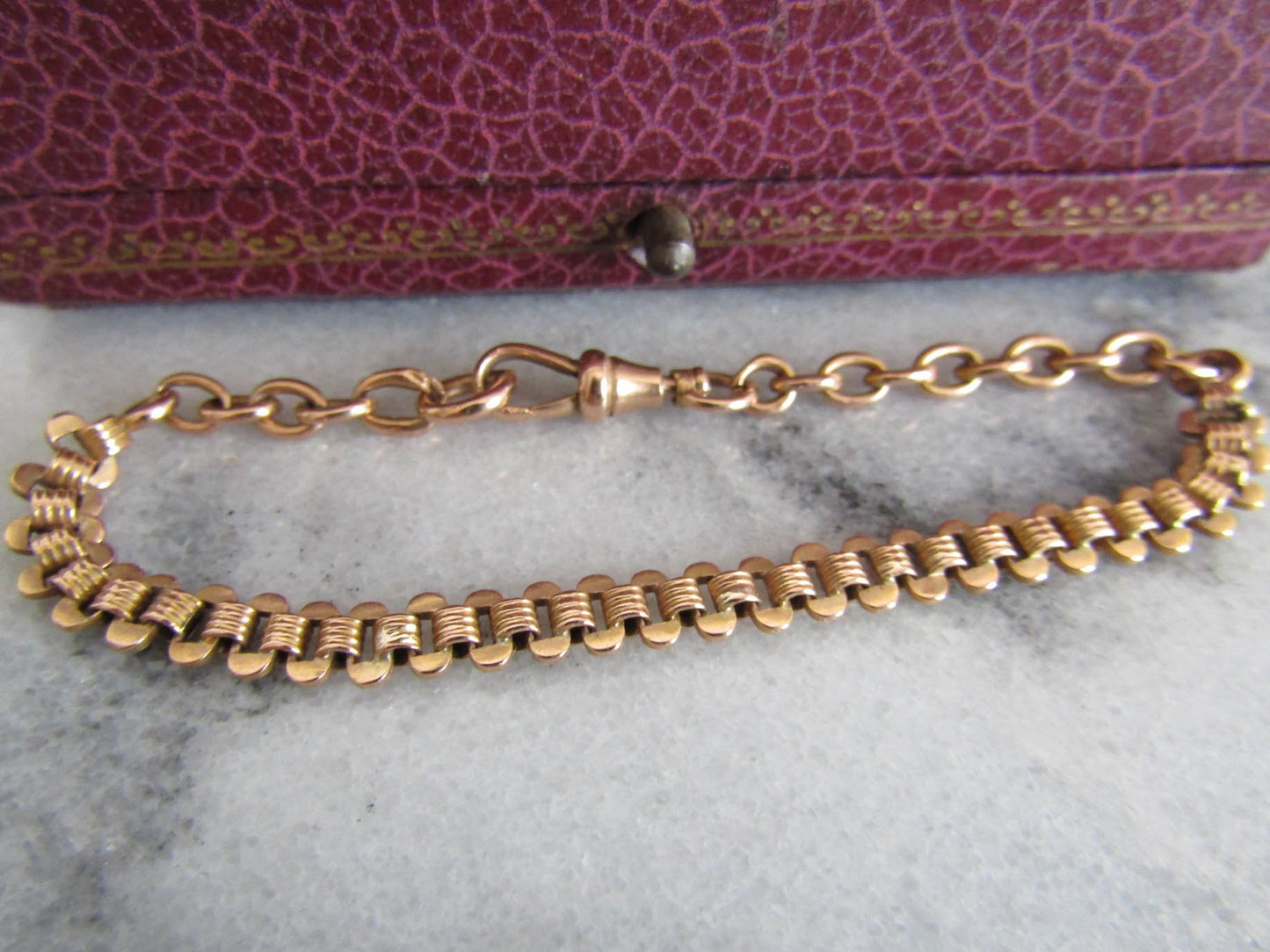 Antique 18K Rose Gold Book Chain Bracelet Conversion, Antique French Victorian Chain Bracelet