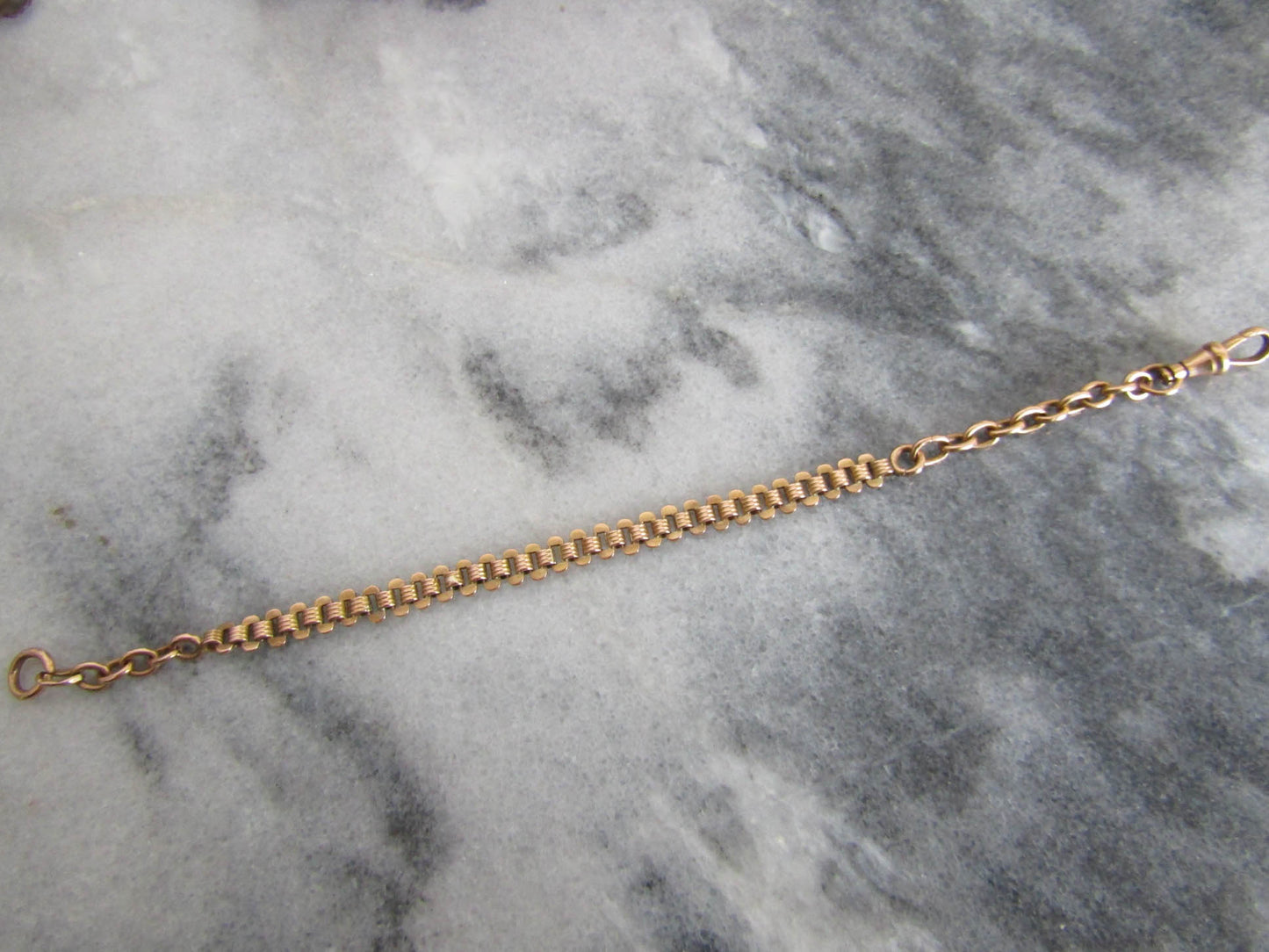 Antique 18K Rose Gold Book Chain Bracelet Conversion, Antique French Victorian Chain Bracelet