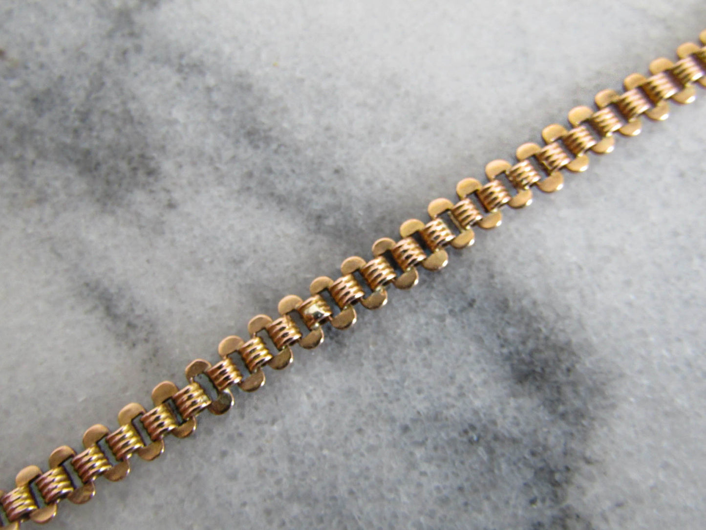 Antique 18K Rose Gold Book Chain Bracelet Conversion, Antique French Victorian Chain Bracelet
