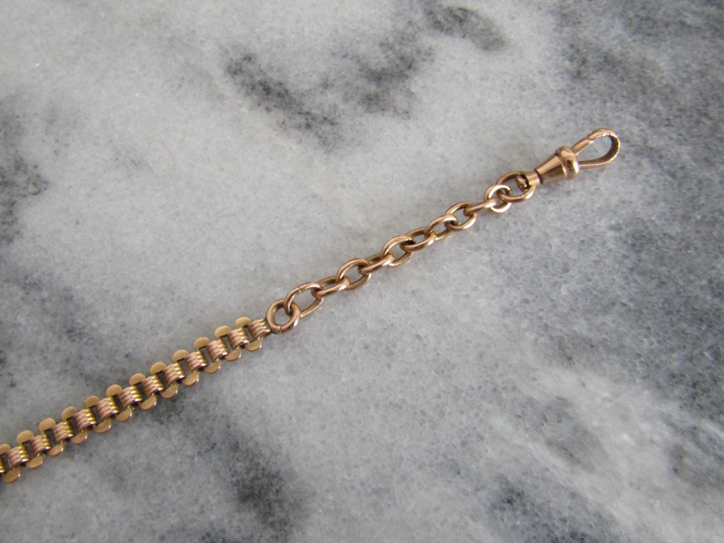 Antique 18K Rose Gold Book Chain Bracelet Conversion, Antique French Victorian Chain Bracelet