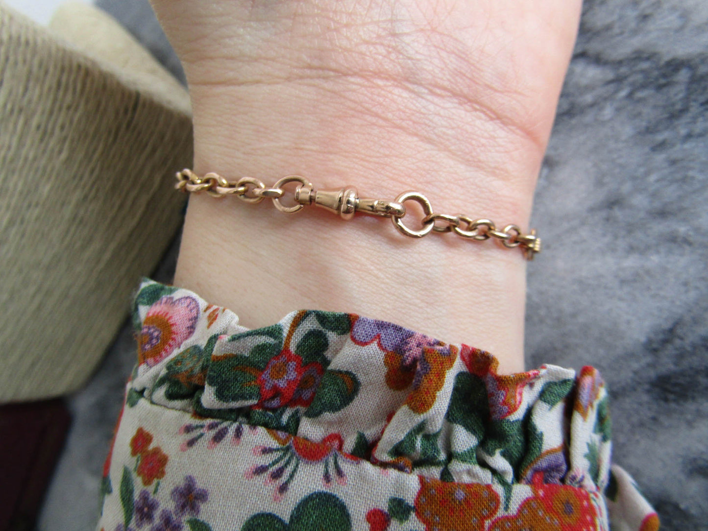 Antique 18K Rose Gold Book Chain Bracelet Conversion, Antique French Victorian Chain Bracelet