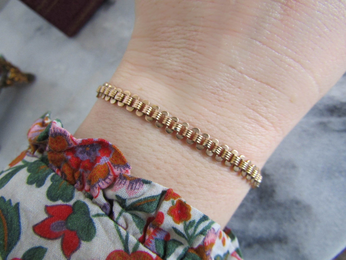 Antique 18K Rose Gold Book Chain Bracelet Conversion, Antique French Victorian Chain Bracelet