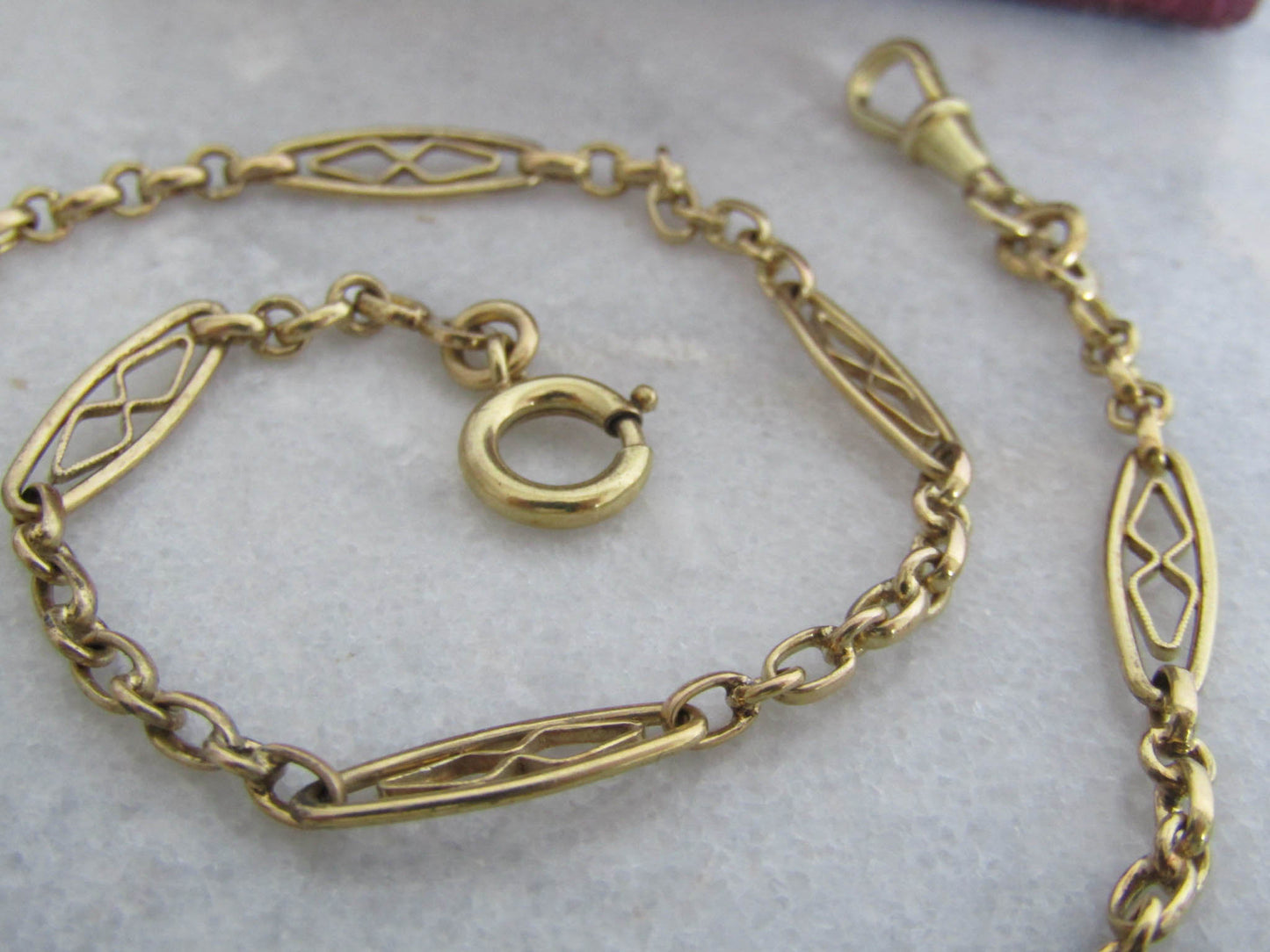 Antique French Gold Filled Watch Chain, Vintage French Choker Necklace