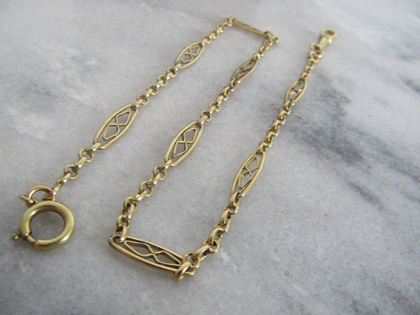 Antique French Gold Filled Watch Chain, Vintage French Choker Necklace