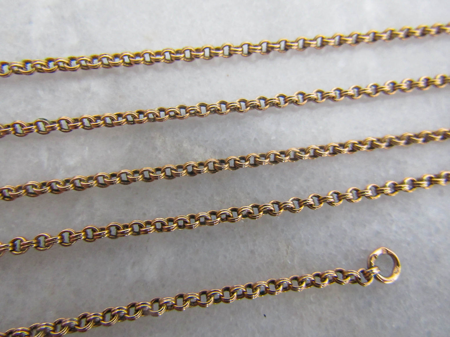 18.9" Antique Solid Gold Jaseron Necklace c. 1900 with Victorian Bolt Ring Closure (6.4 g)