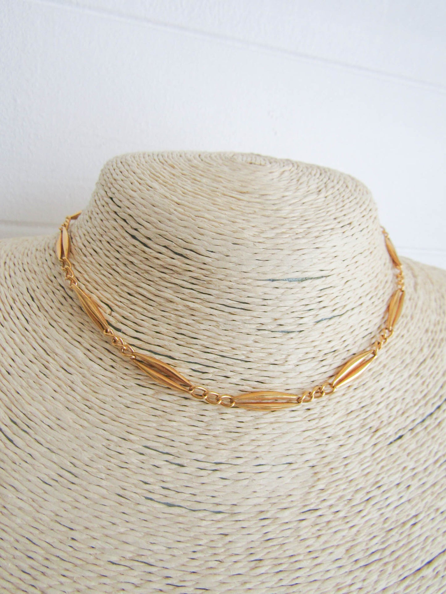 Gold Filled Art Deco Watch Chain, Vintage French Necklace with Dog Clip Clasp and Bolt Ring