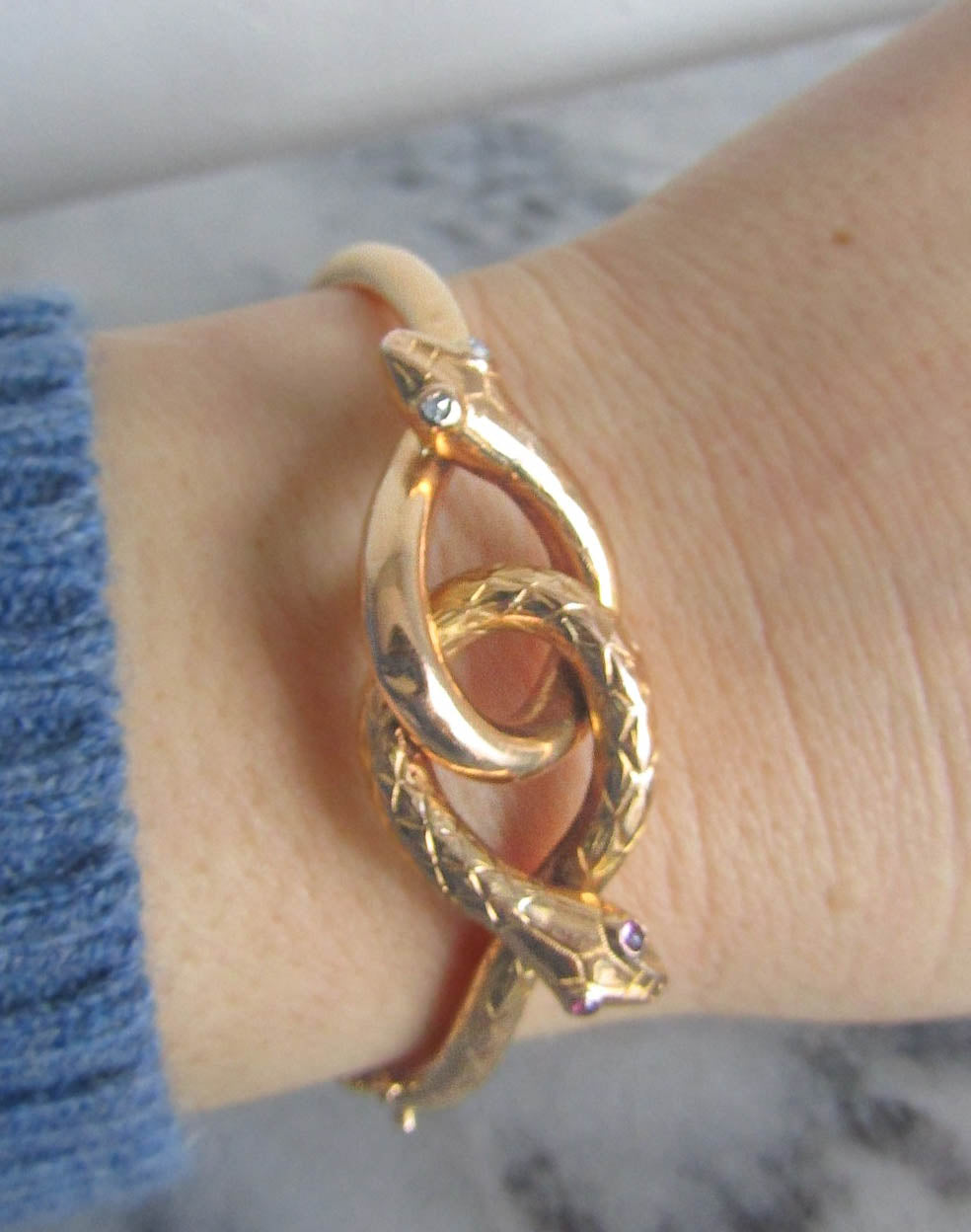 Antique 18k Double Snake Bangle c. 1880