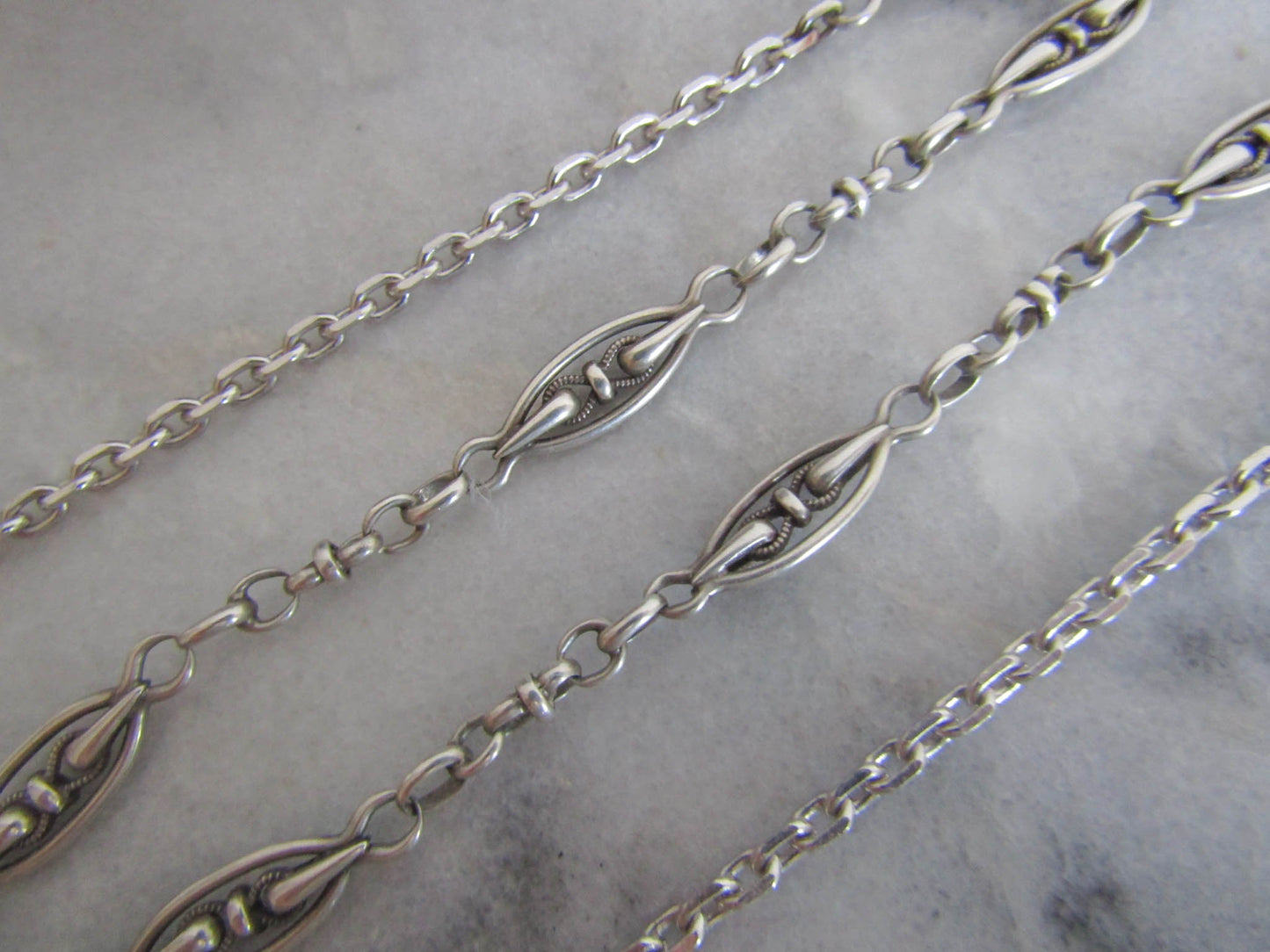 Antique Silver Watch Chain Conversion Necklace