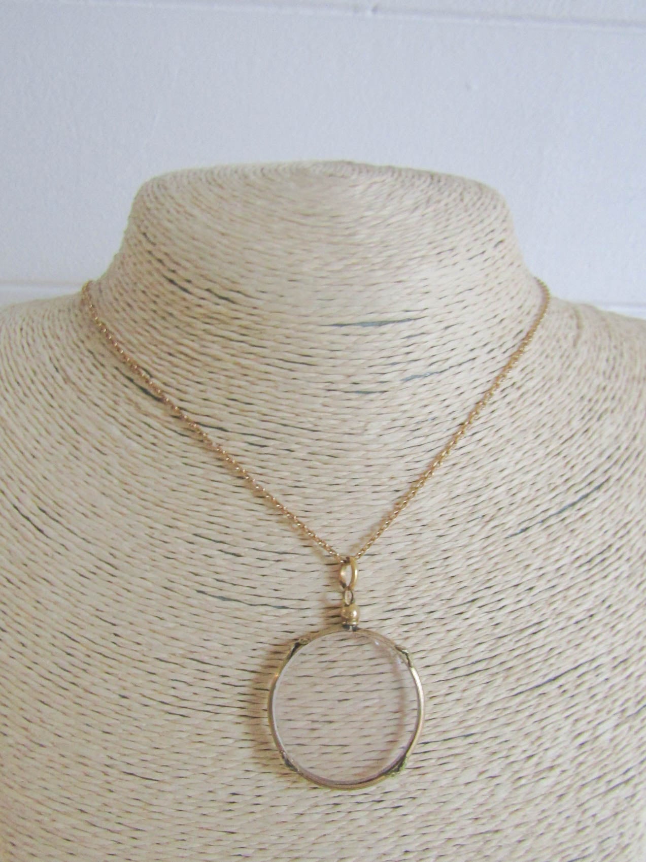 Edwardian Gold Filled Reed and Crosshatch Frame Glass Locket c. 1900