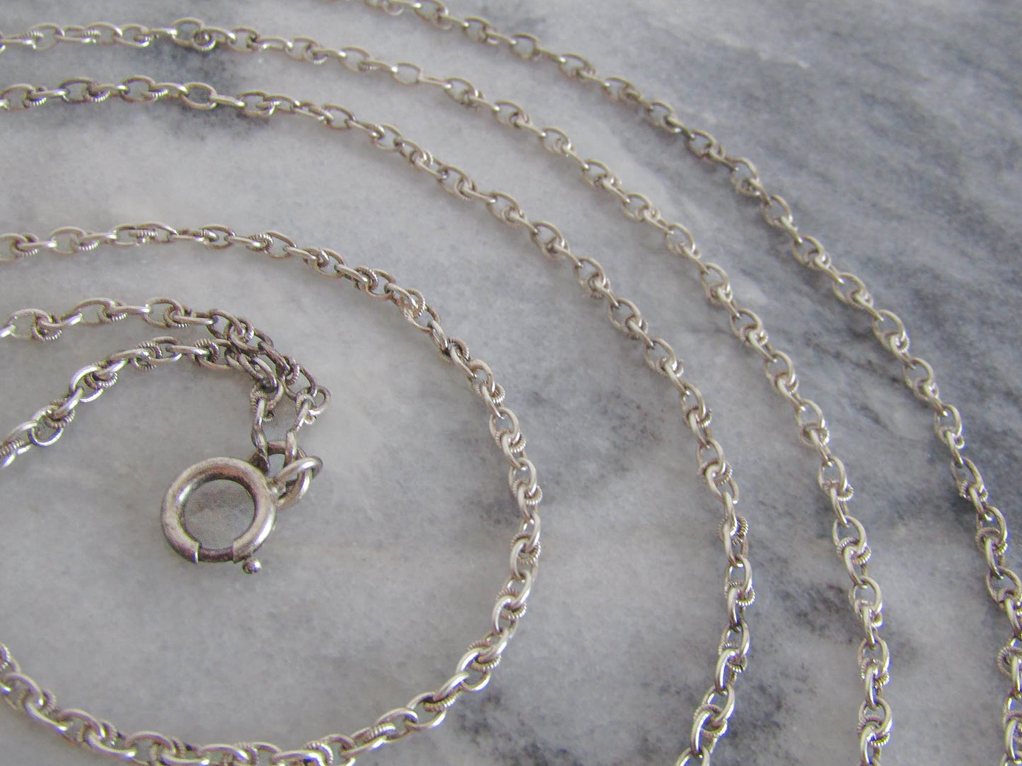 Vintage Art Deco Silver Long Guard Chain