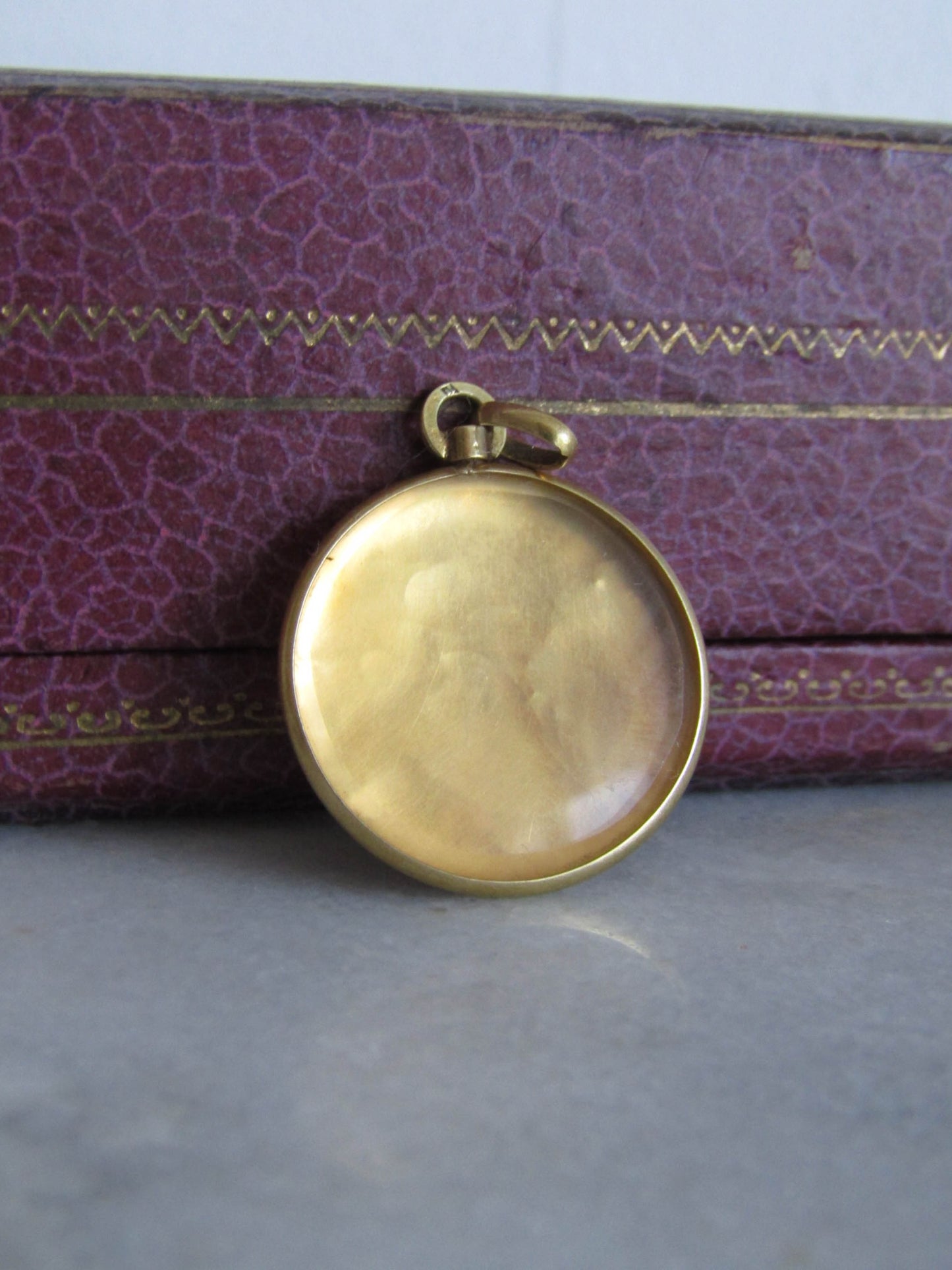 Antique Art Nouveau Lily of the Valley Glass Back Locket c. 1900