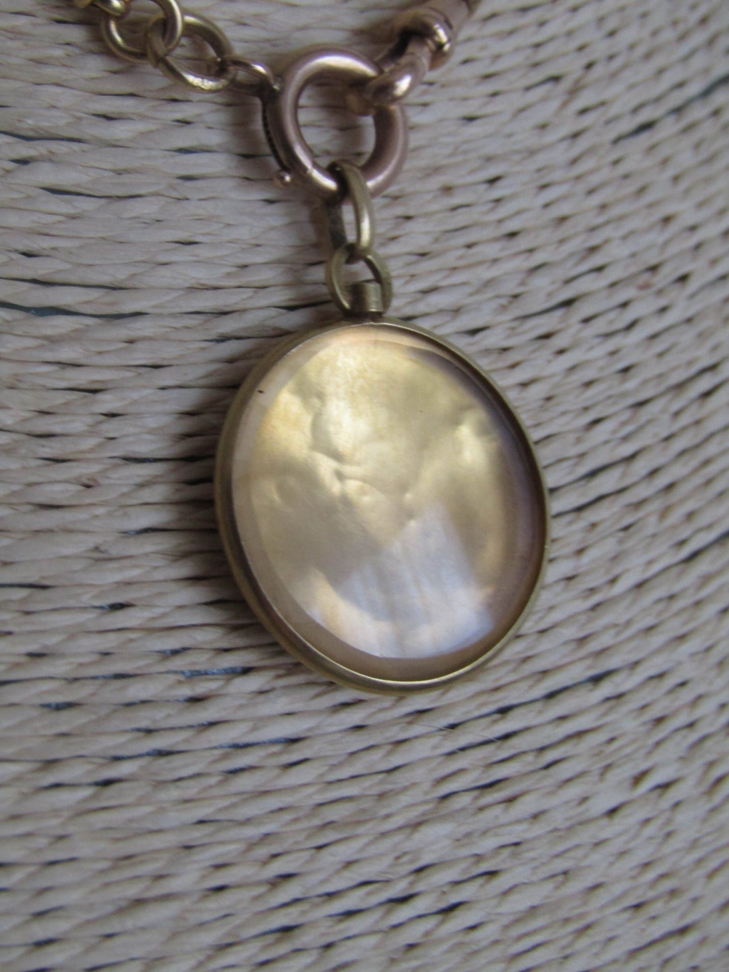Antique Art Nouveau Lily of the Valley Glass Back Locket c. 1900