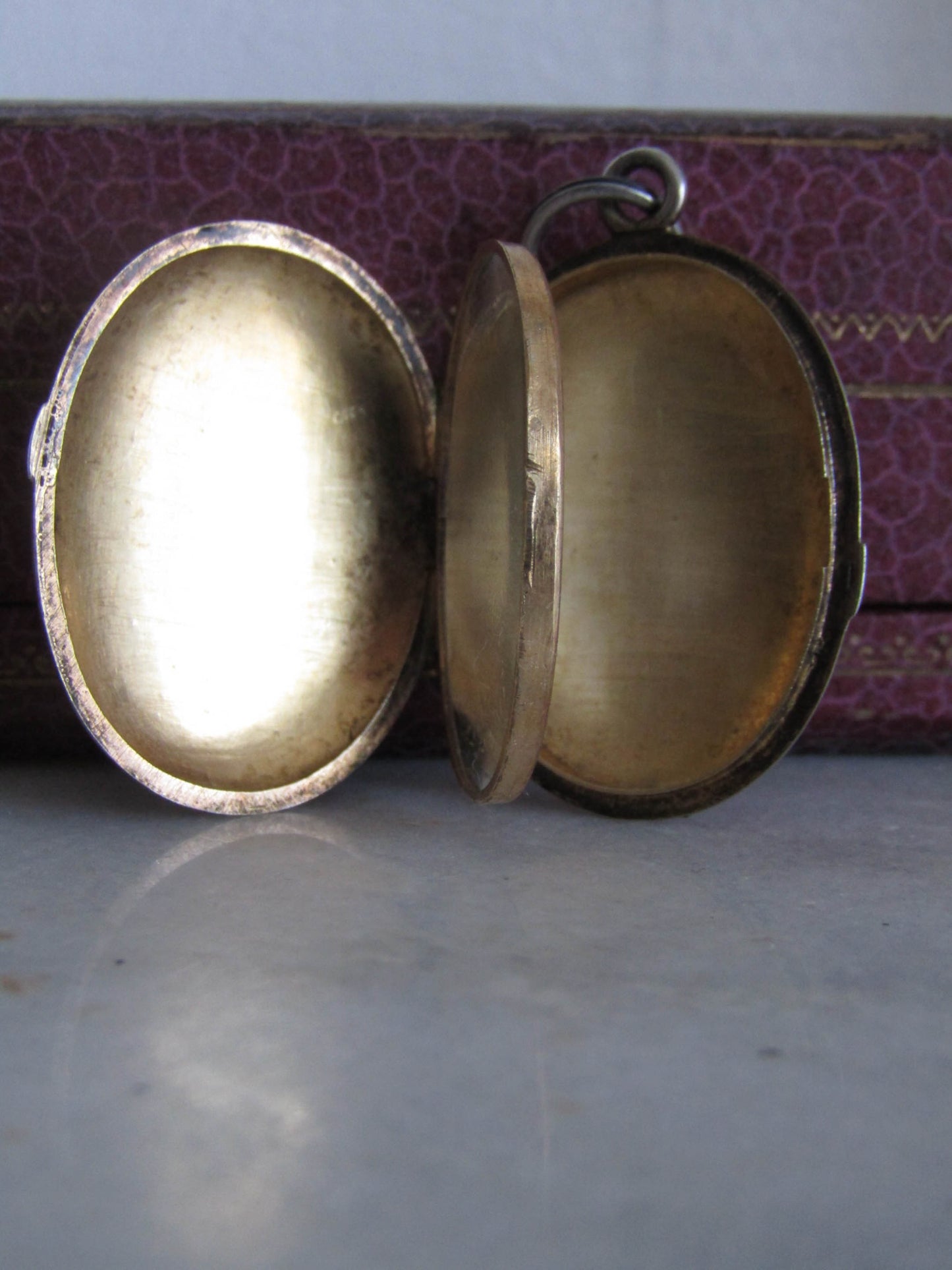 Antique Silver Colored Metal Engraved Oval Locket, French Victorian Hairwork Locket c. 1870