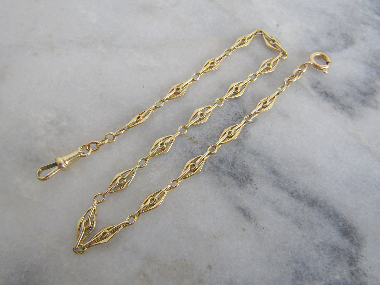 9.87 g Antique French 18k Solid Gold Watch Chain, French Belle Epoque Choker Necklace