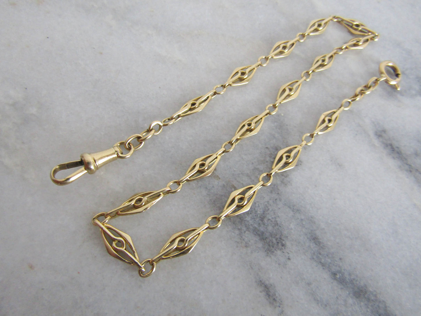 9.87 g Antique French 18k Solid Gold Watch Chain, French Belle Epoque Choker Necklace