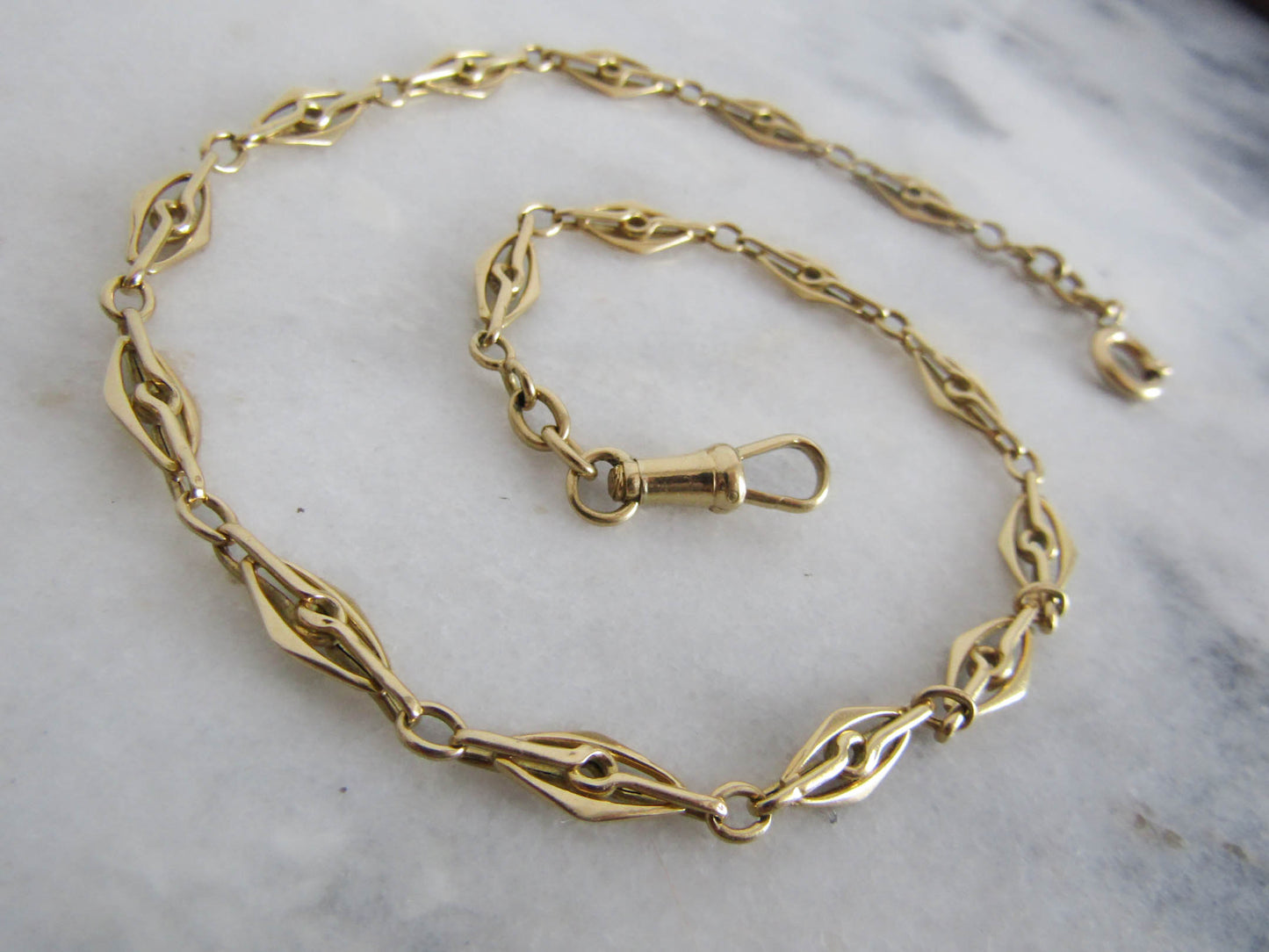 9.87 g Antique French 18k Solid Gold Watch Chain, French Belle Epoque Choker Necklace