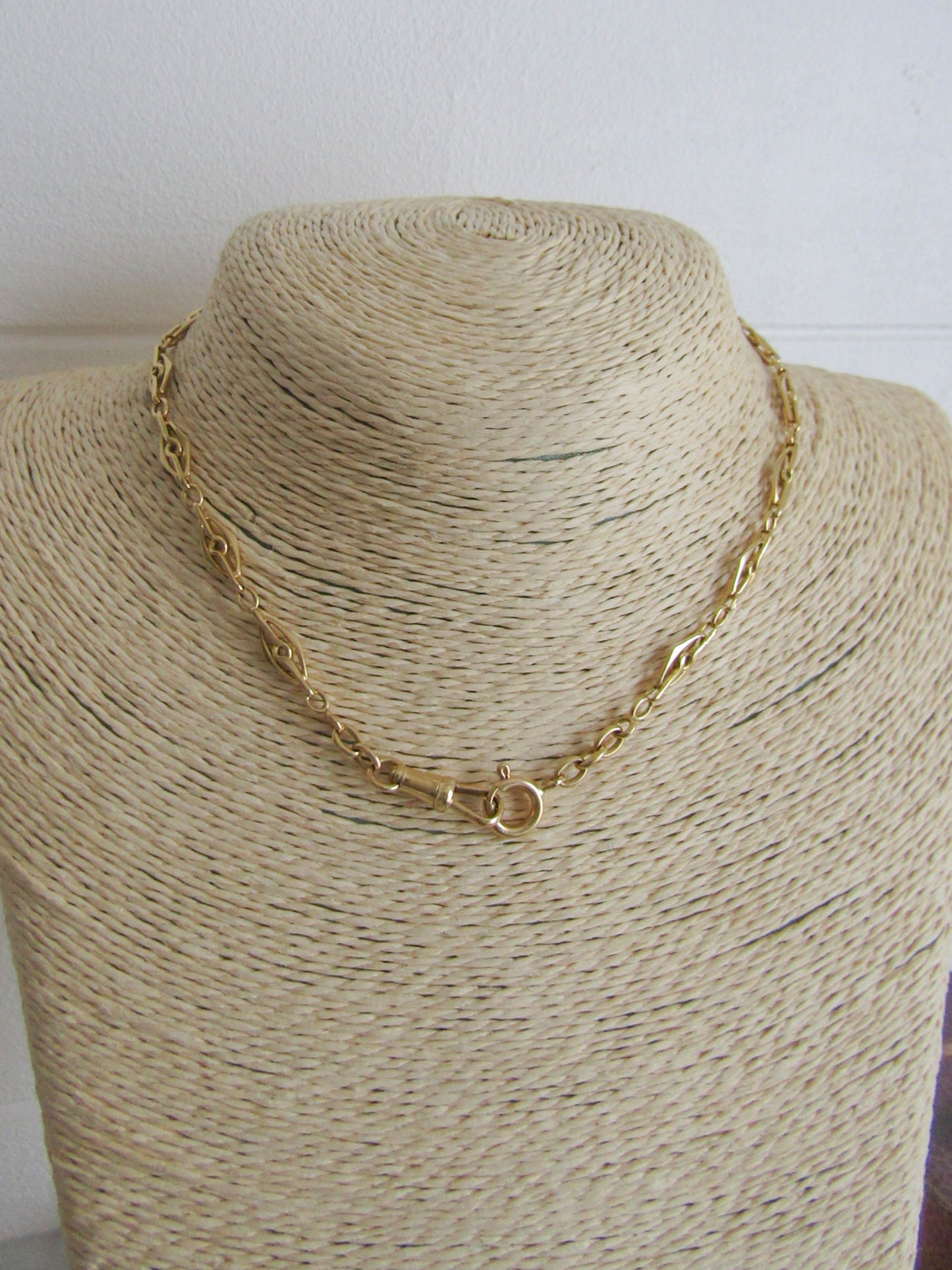 9.87 g Antique French 18k Solid Gold Watch Chain, French Belle Epoque Choker Necklace