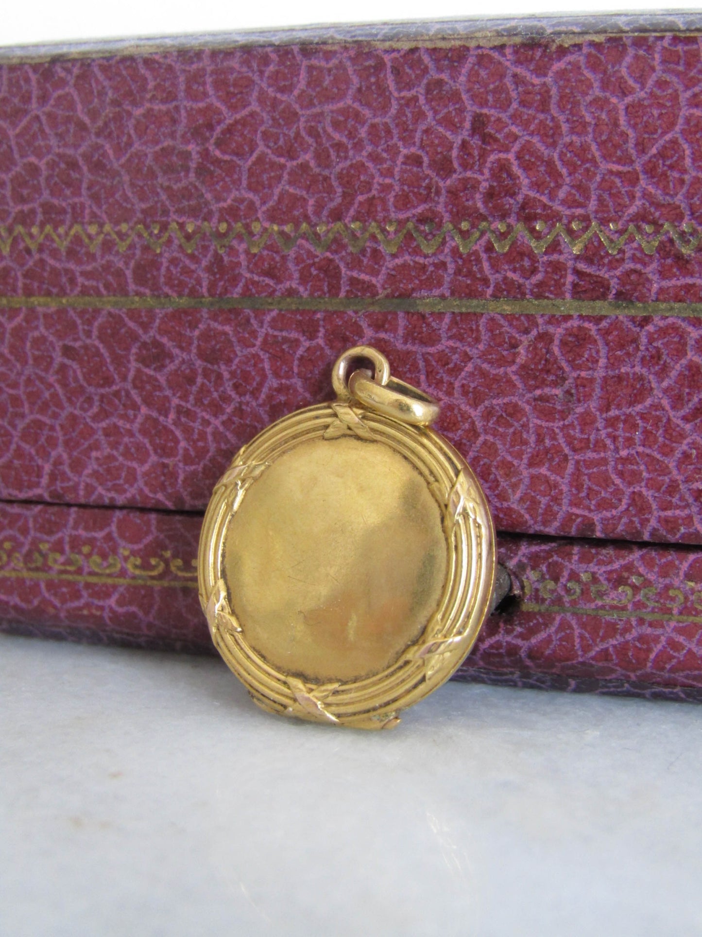 18K Solid Gold Edwardian Locket with Rose Cut Diamond Center