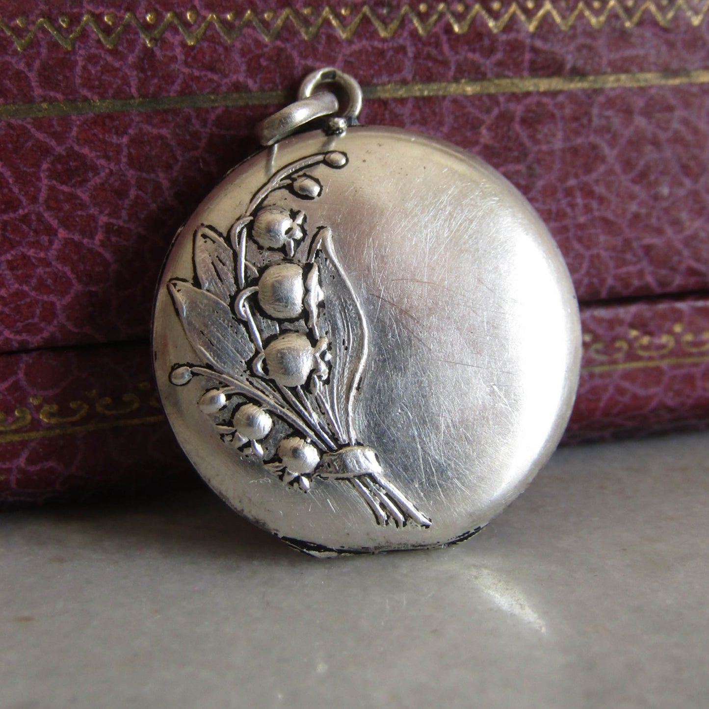 Silver Art Nouveau Lily of the Valley Locket c. 1900