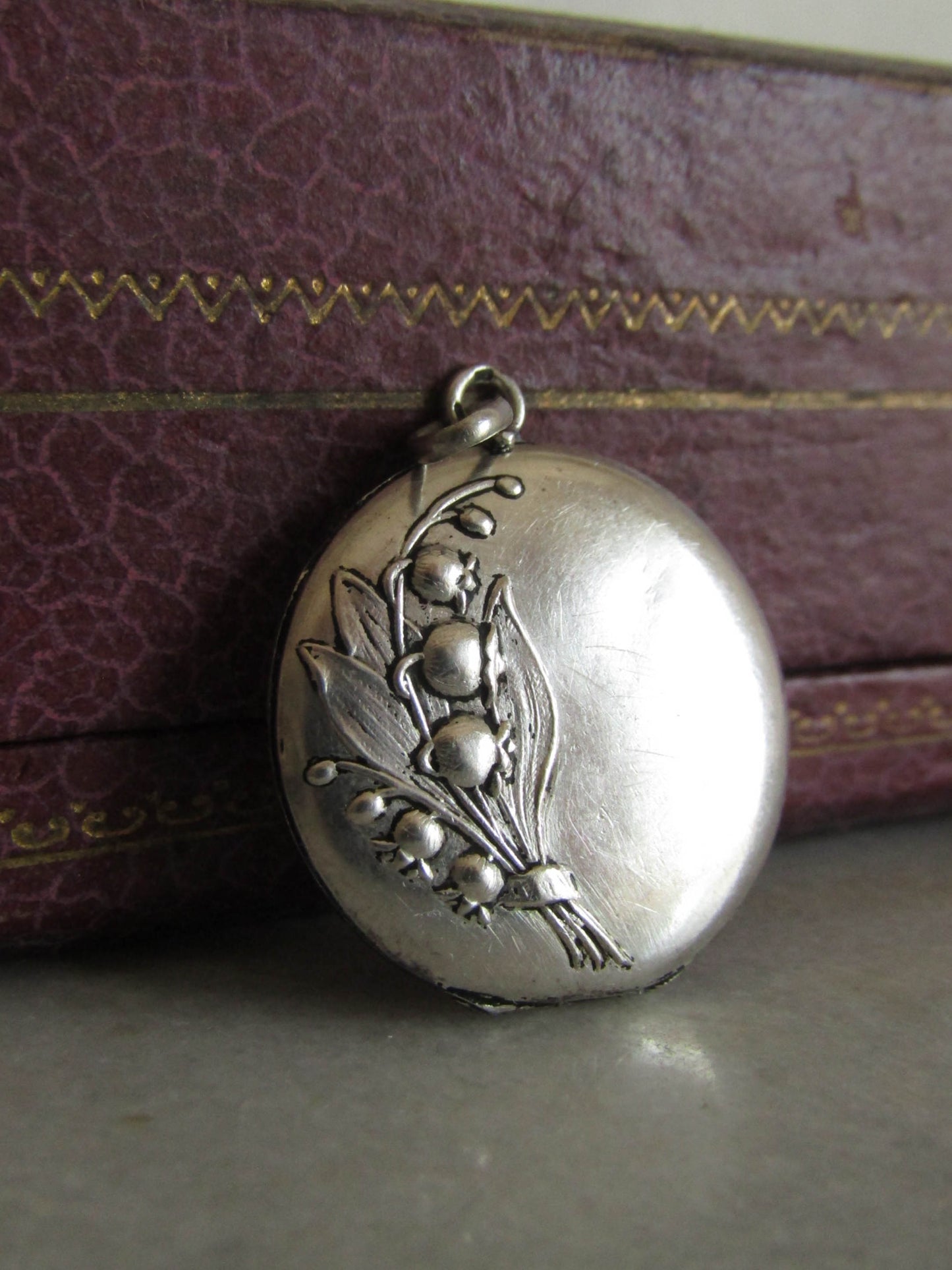 Silver Art Nouveau Lily of the Valley Locket c. 1900