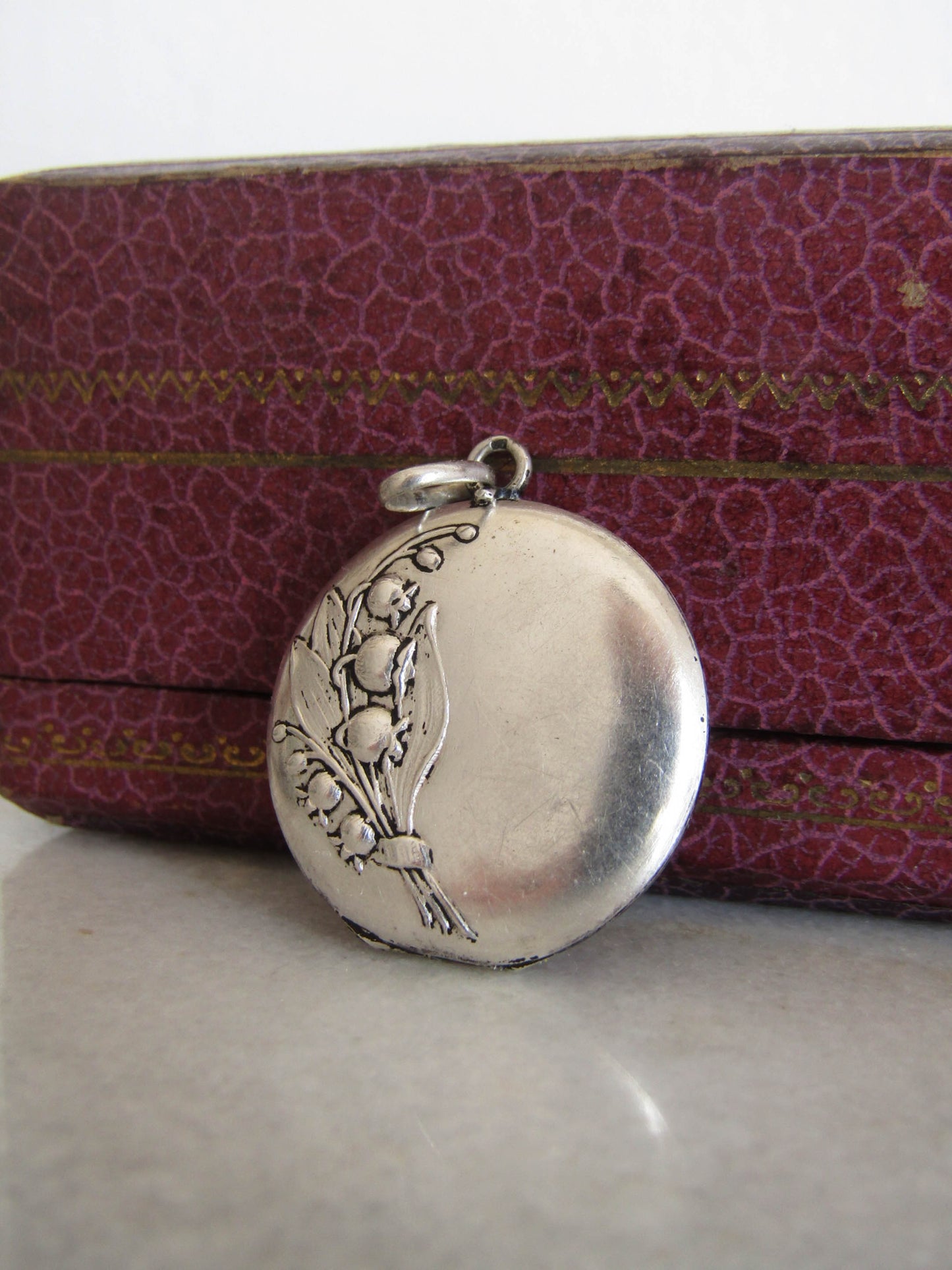 Silver Art Nouveau Lily of the Valley Locket c. 1900