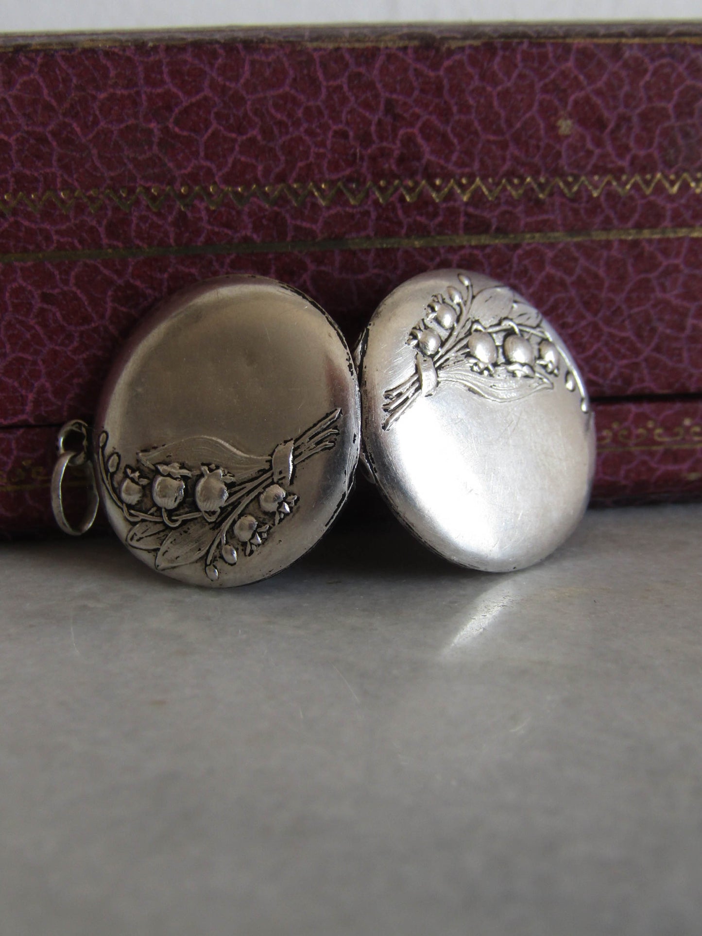 Silver Art Nouveau Lily of the Valley Locket c. 1900