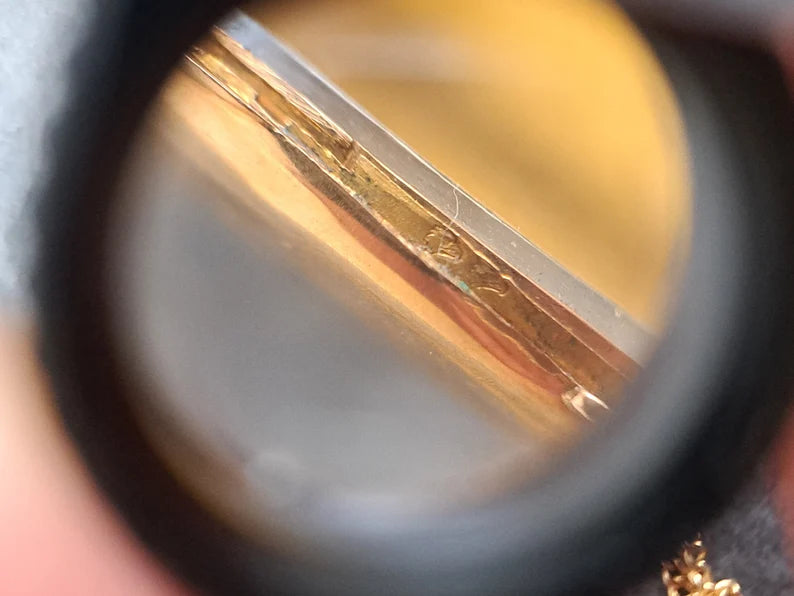 18K Solid Gold Vinaigrette Locket with Hinged Glass Partition