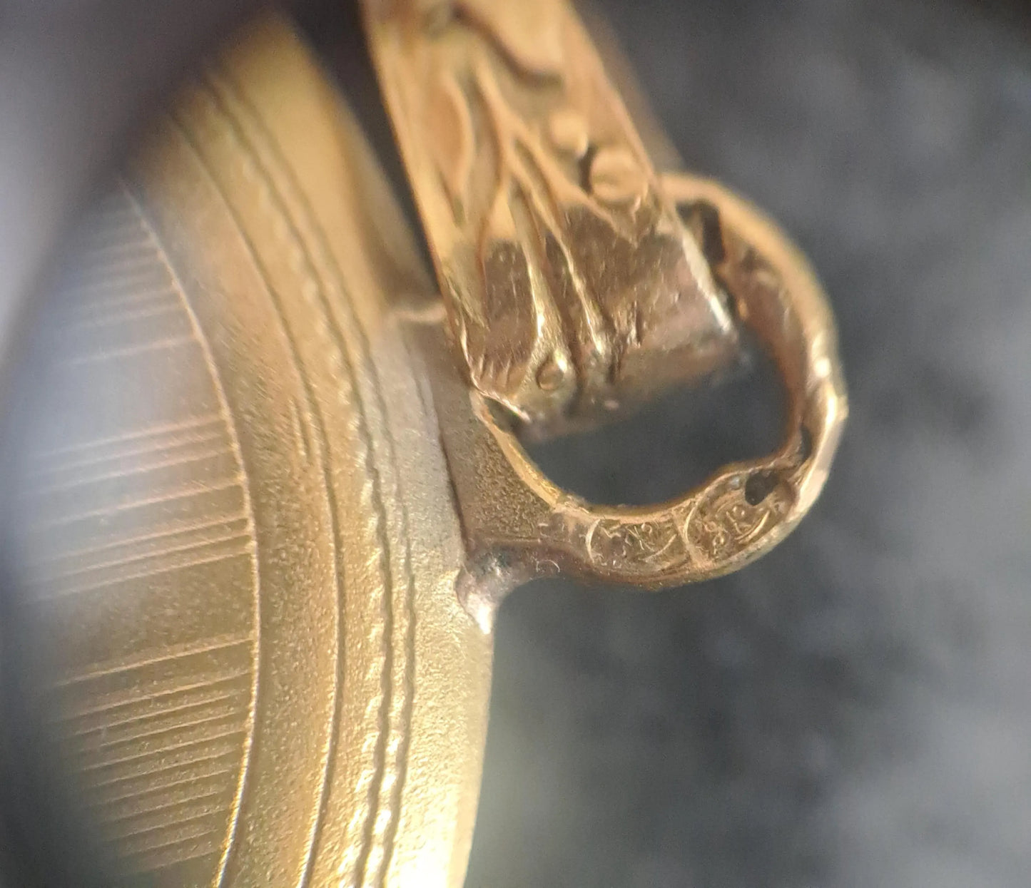 18K Gold Art Nouveau Guilloche Enameled French Locket with Floral Details c. 1900