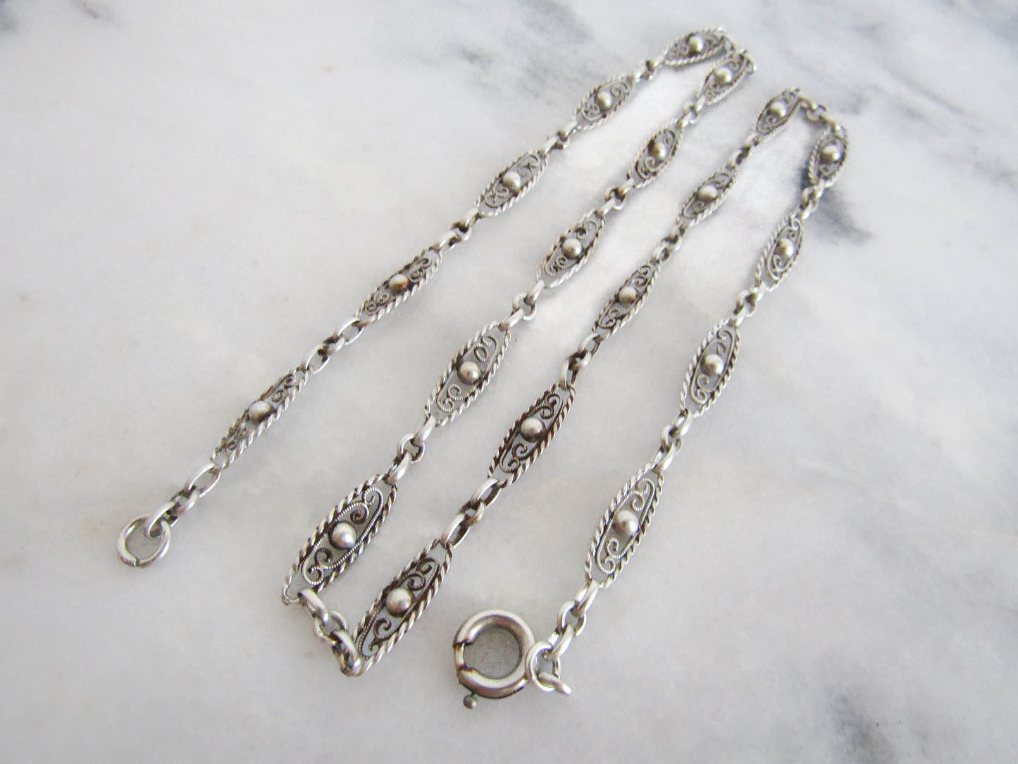 Antique Victorian Belle Epoque Silver Chain Necklace