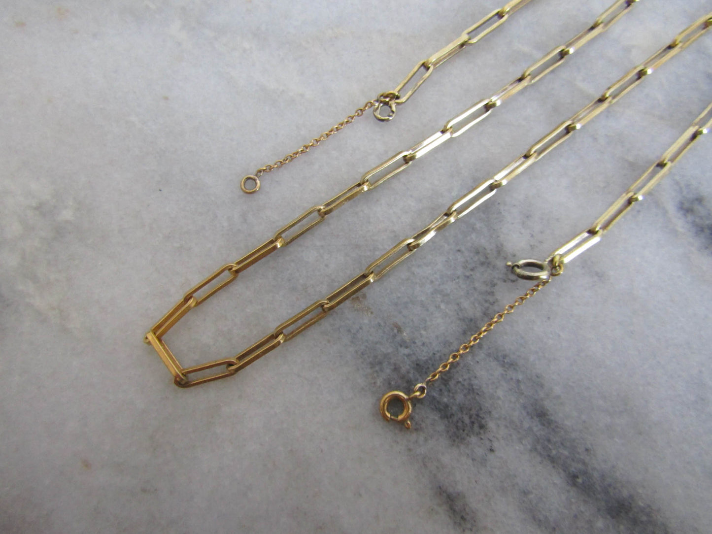 Antique Vermeil Gold Filled Silver Trombone Link Necklace with Security Chain