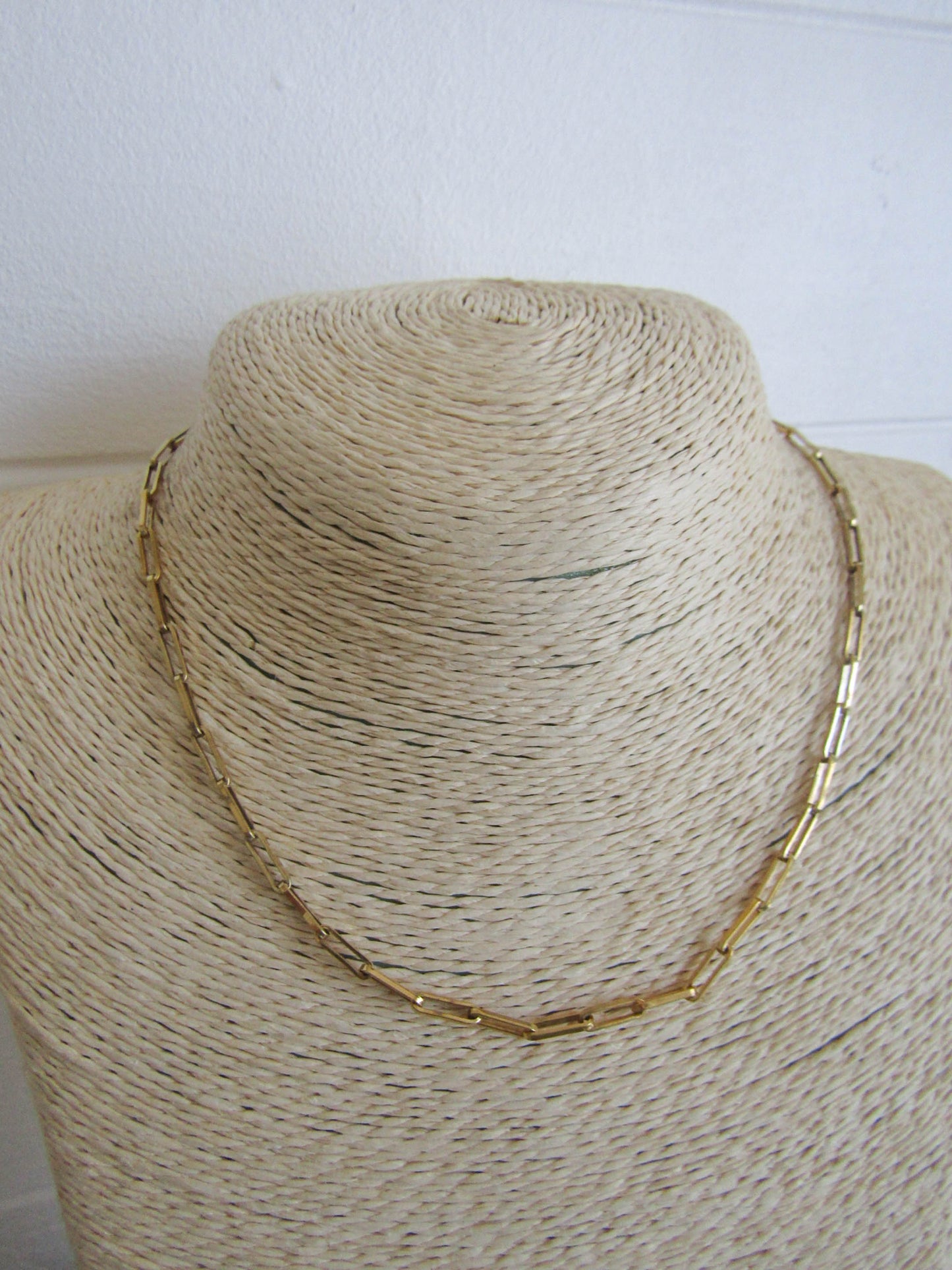 Antique Vermeil Gold Filled Silver Trombone Link Necklace with Security Chain
