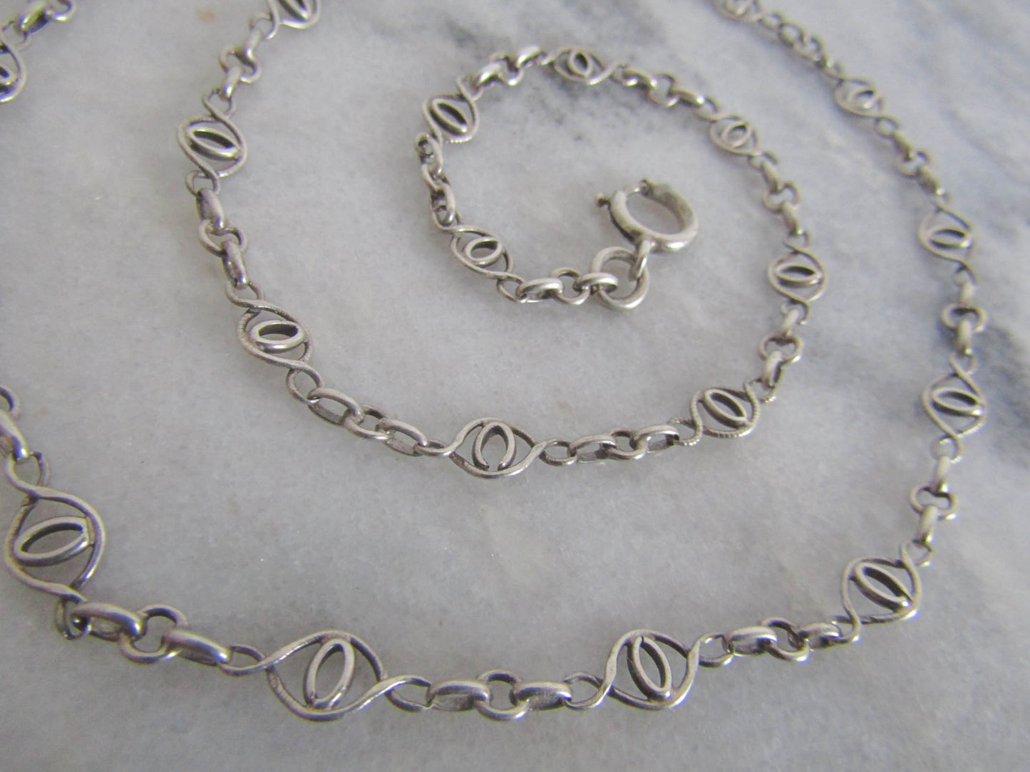 Antique French Silver Fancy Chain, Vintage Silver Necklace