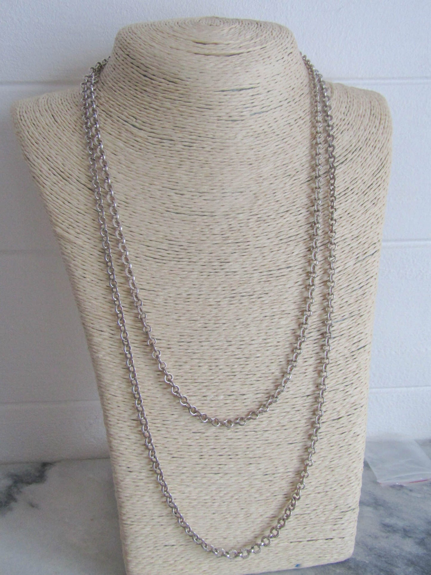Antique Silver Textured Long Guard Chain