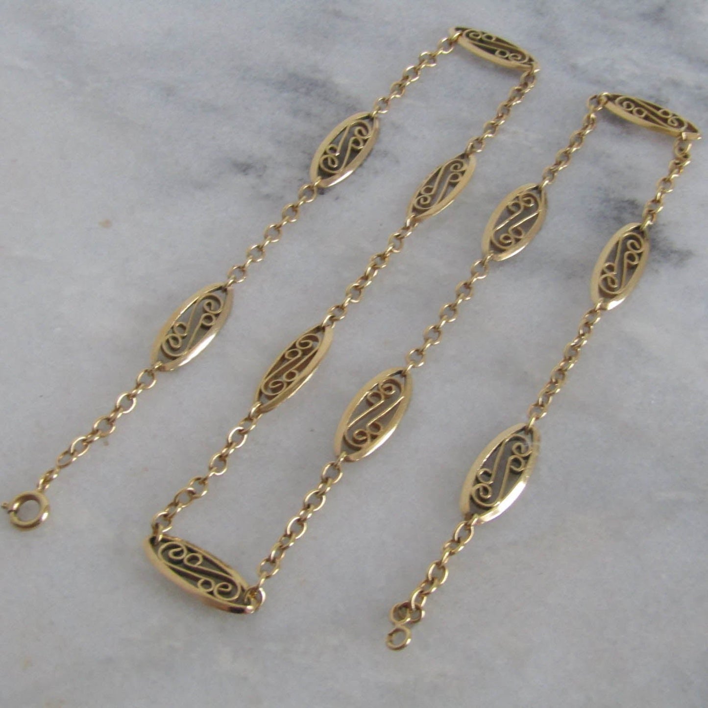 Vintage French Gold Filled Filigree Chain