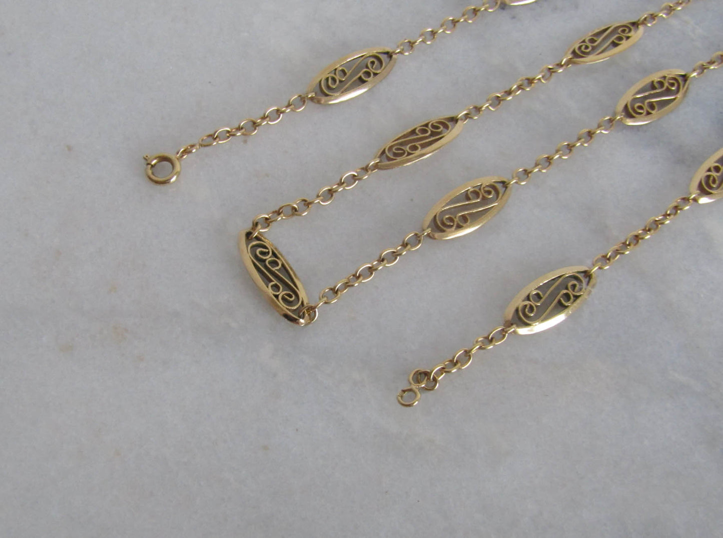 Vintage French Gold Filled Filigree Chain