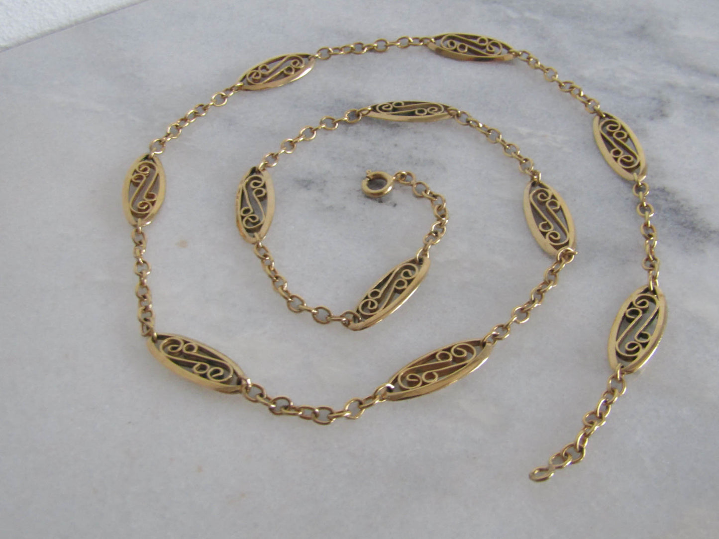 Vintage French Gold Filled Filigree Chain