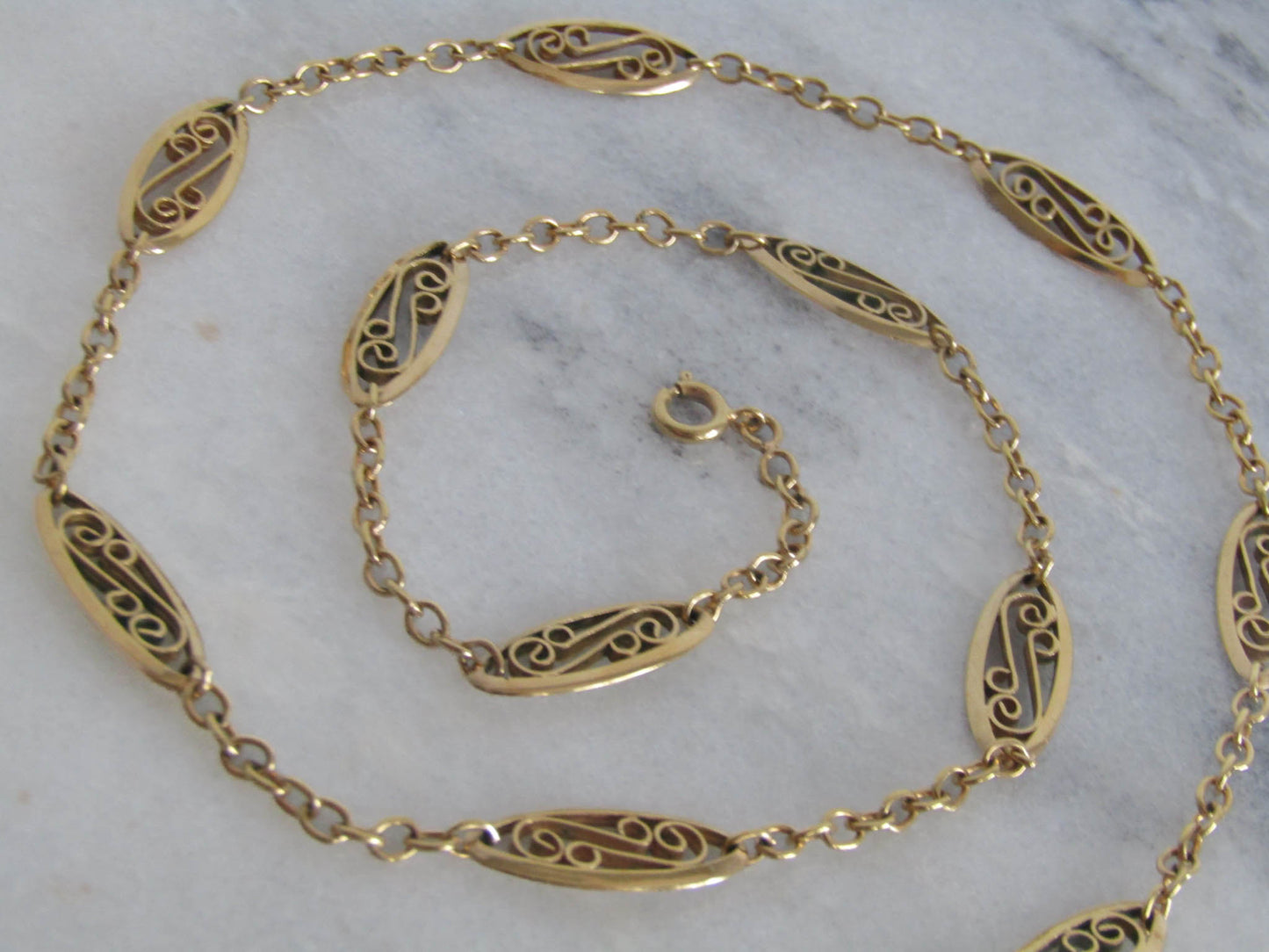 Vintage French Gold Filled Filigree Chain