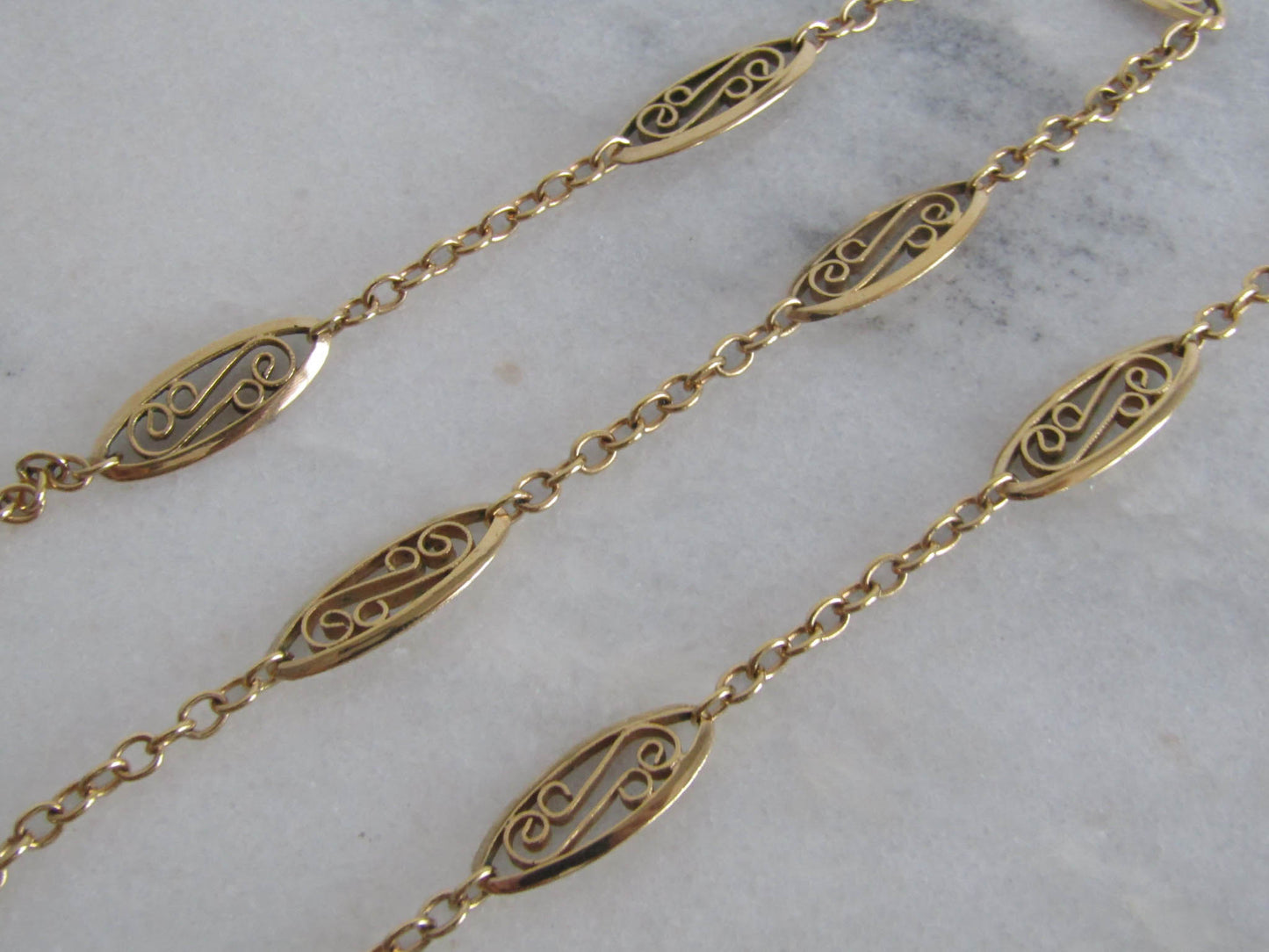 Vintage French Gold Filled Filigree Chain