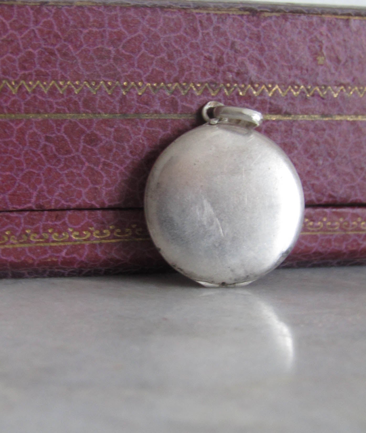 Antique Art Nouveau French Silver Mistletoe Round Locket