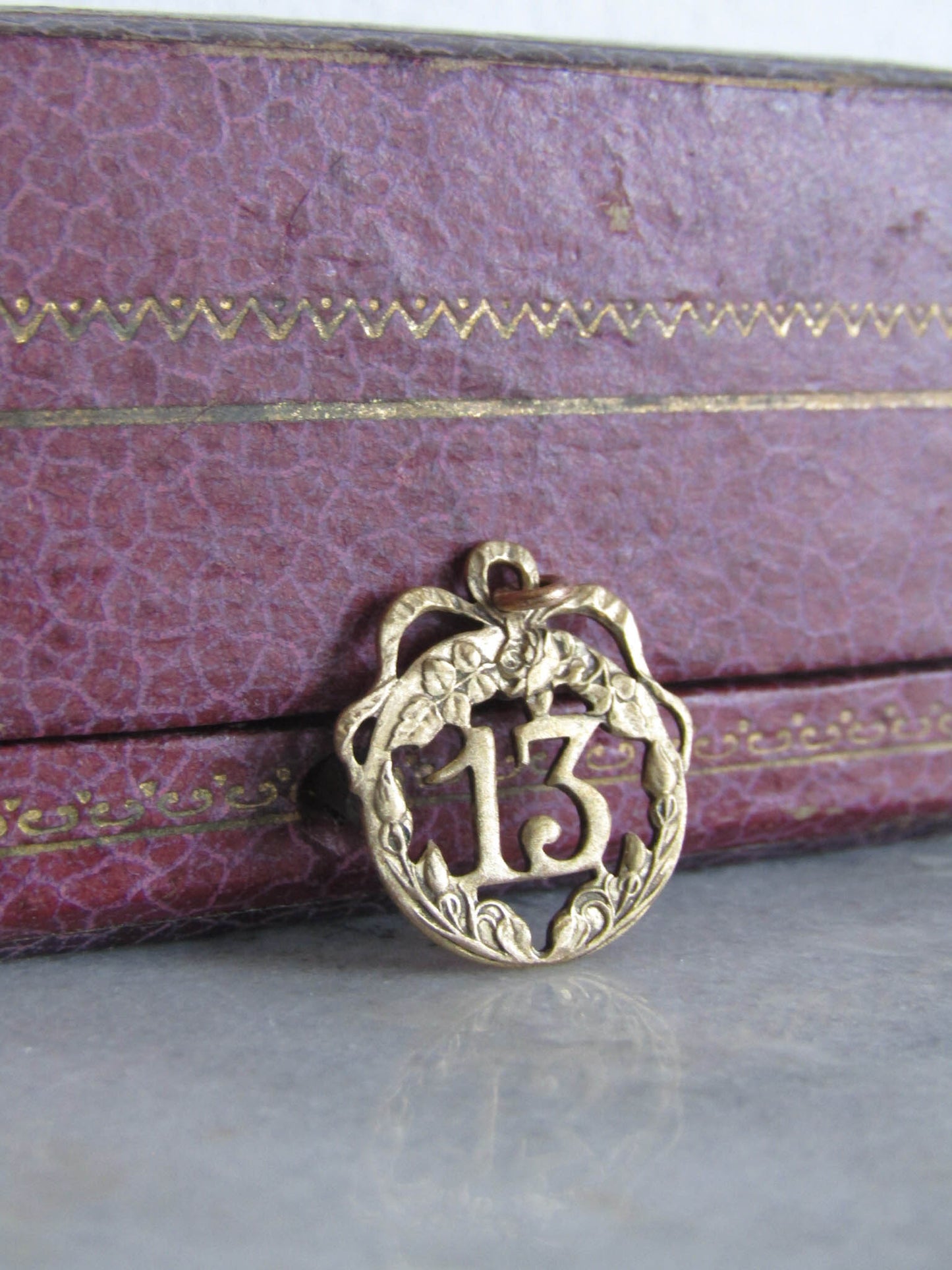 Antique Gold Filled Number 13 Lucky Art Nouveau Pendant c. 1910