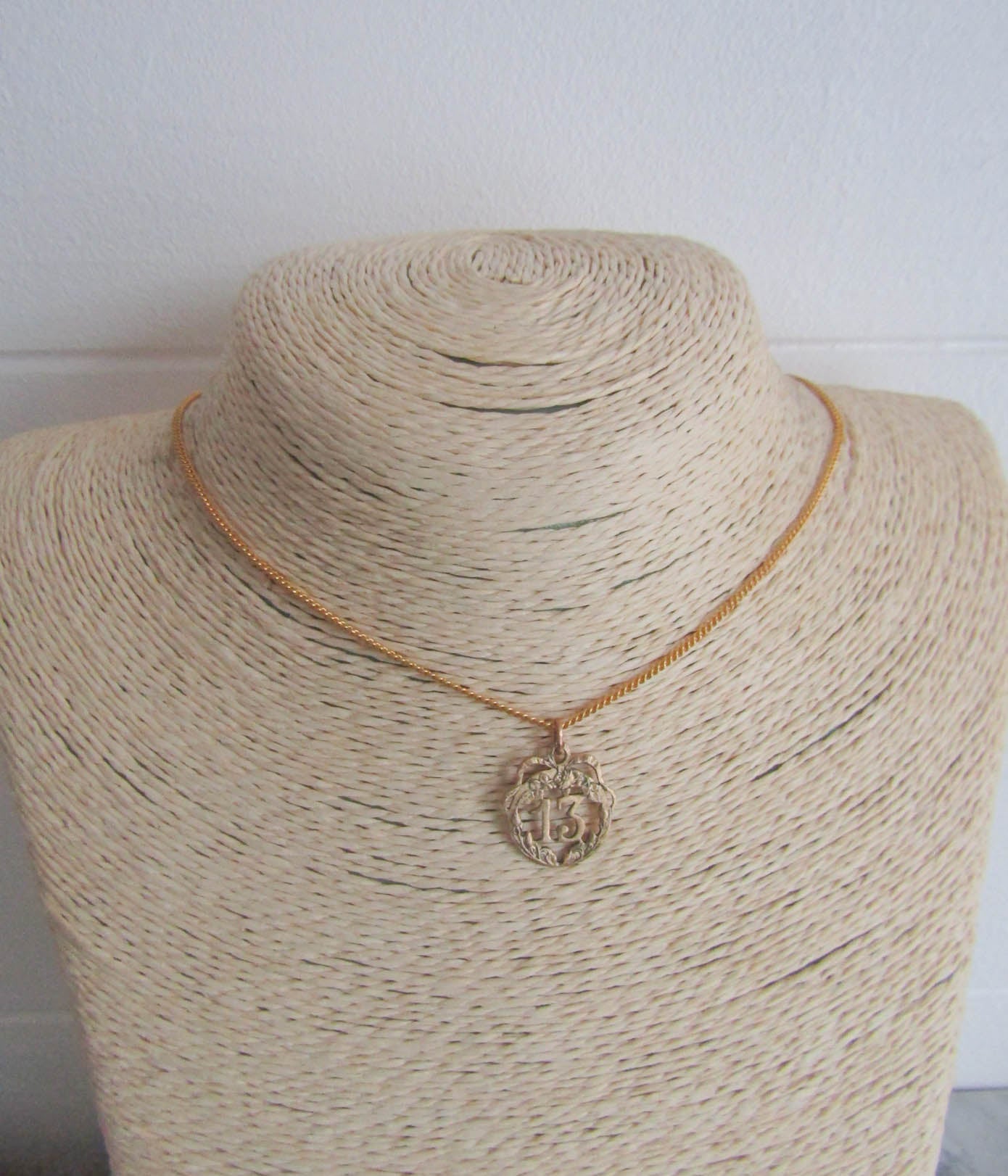 Antique Gold Filled Number 13 Lucky Art Nouveau Pendant c. 1910