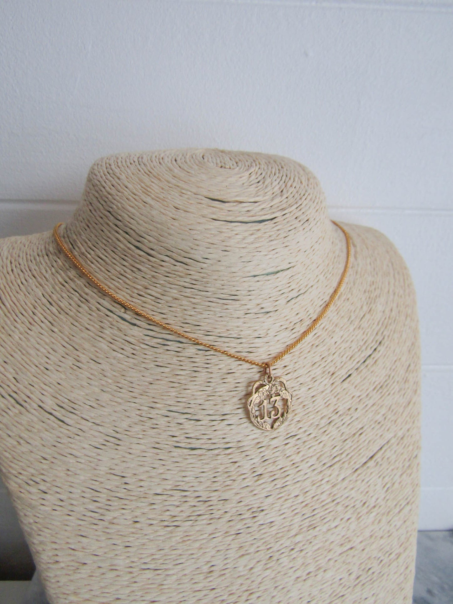 Antique Gold Filled Number 13 Lucky Art Nouveau Pendant c. 1910