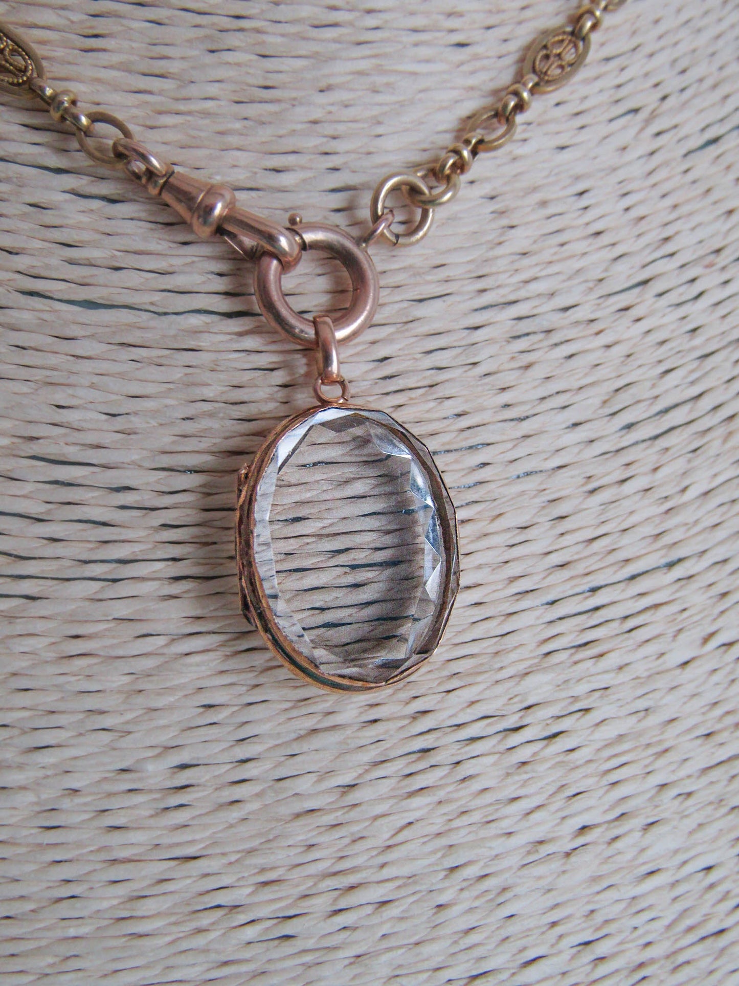 Antique 18K Gold and Beveled Rock Crystal Shaker Locket, French Victorian Solid Gold Pendant
