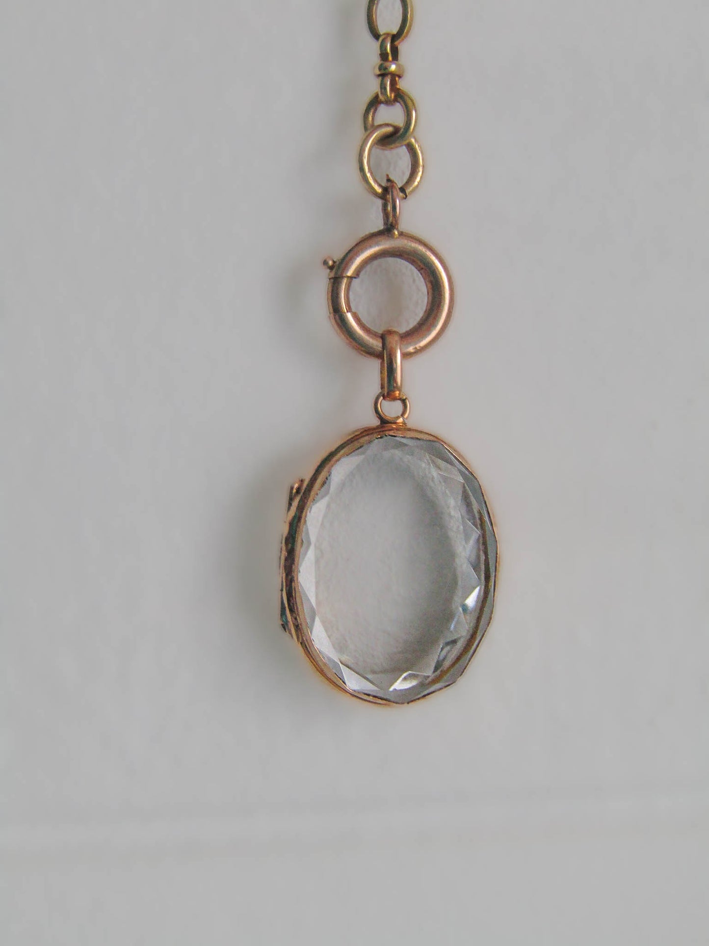 Antique 18K Gold and Beveled Rock Crystal Shaker Locket, French Victorian Solid Gold Pendant