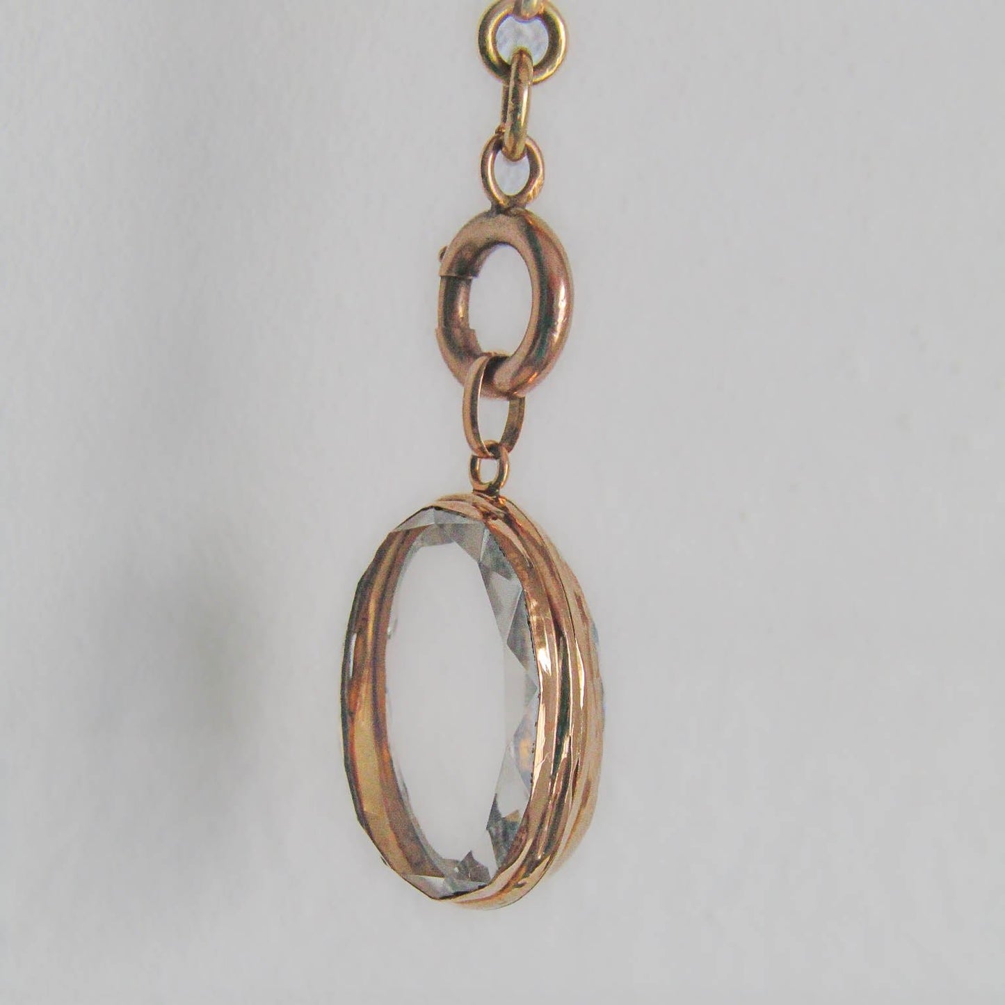 Antique 18K Gold and Beveled Rock Crystal Shaker Locket, French Victorian Solid Gold Pendant