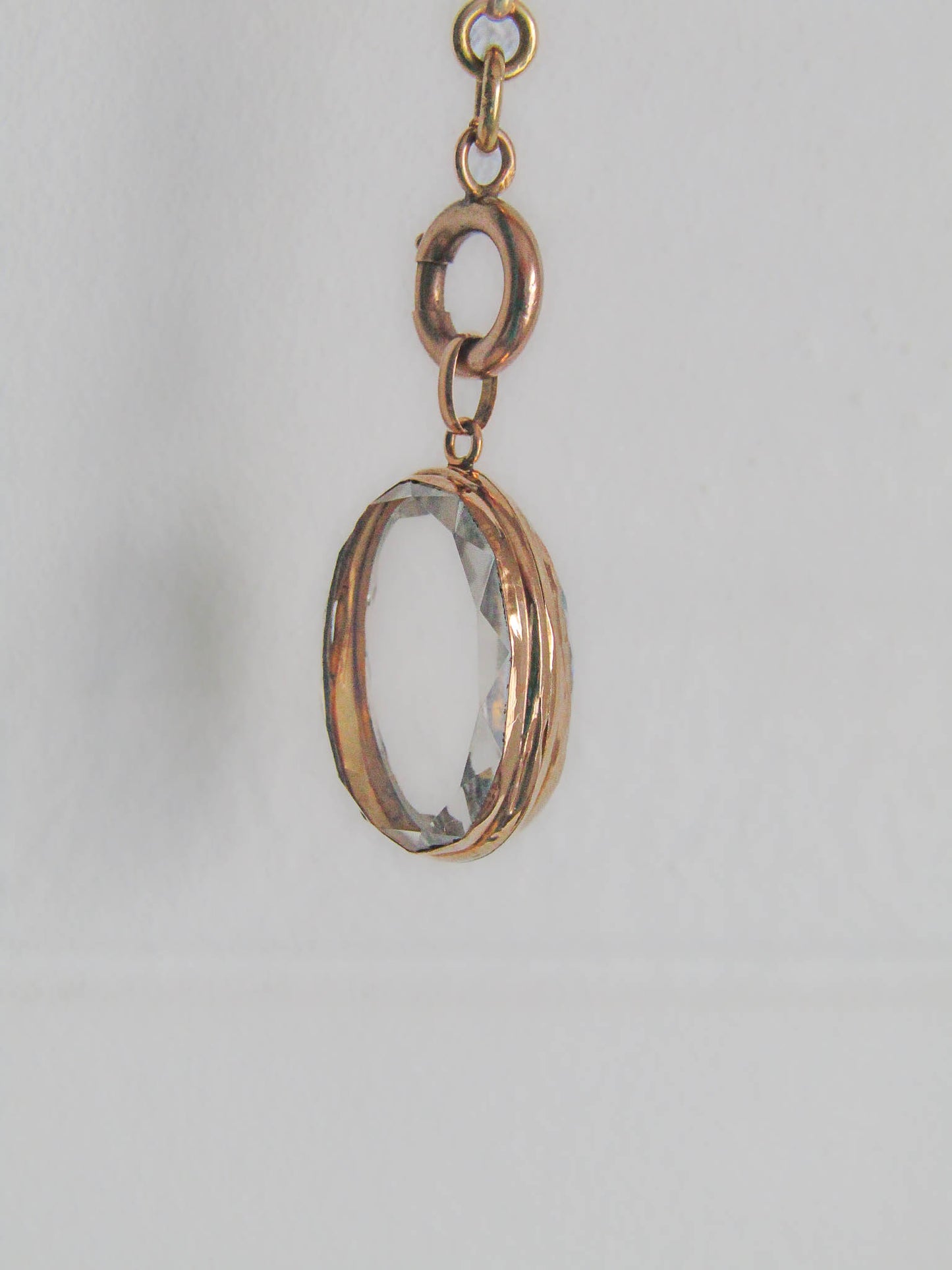 Antique 18K Gold and Beveled Rock Crystal Shaker Locket, French Victorian Solid Gold Pendant